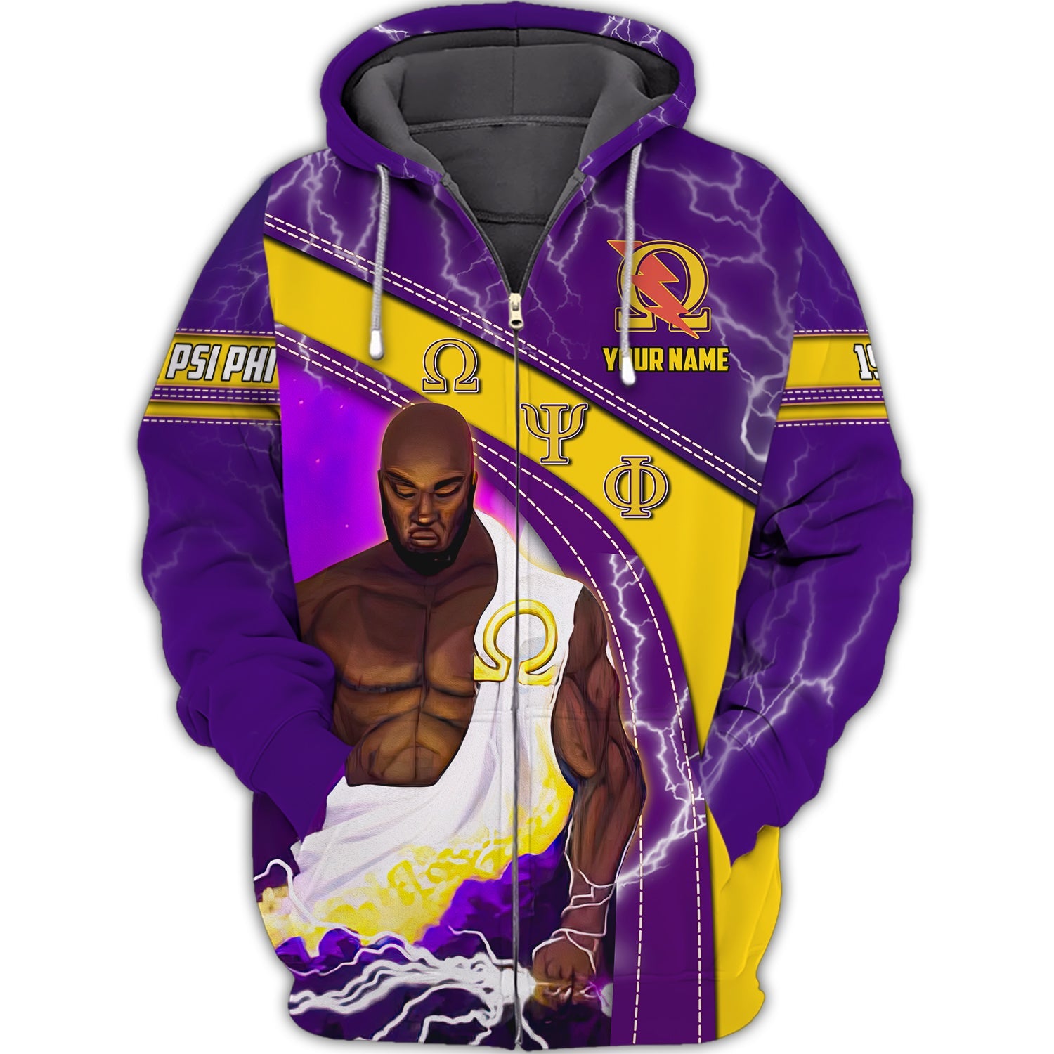 Omega Psi Phi  - Personalized Name 3D Zipper Hoodie 144 - Tad