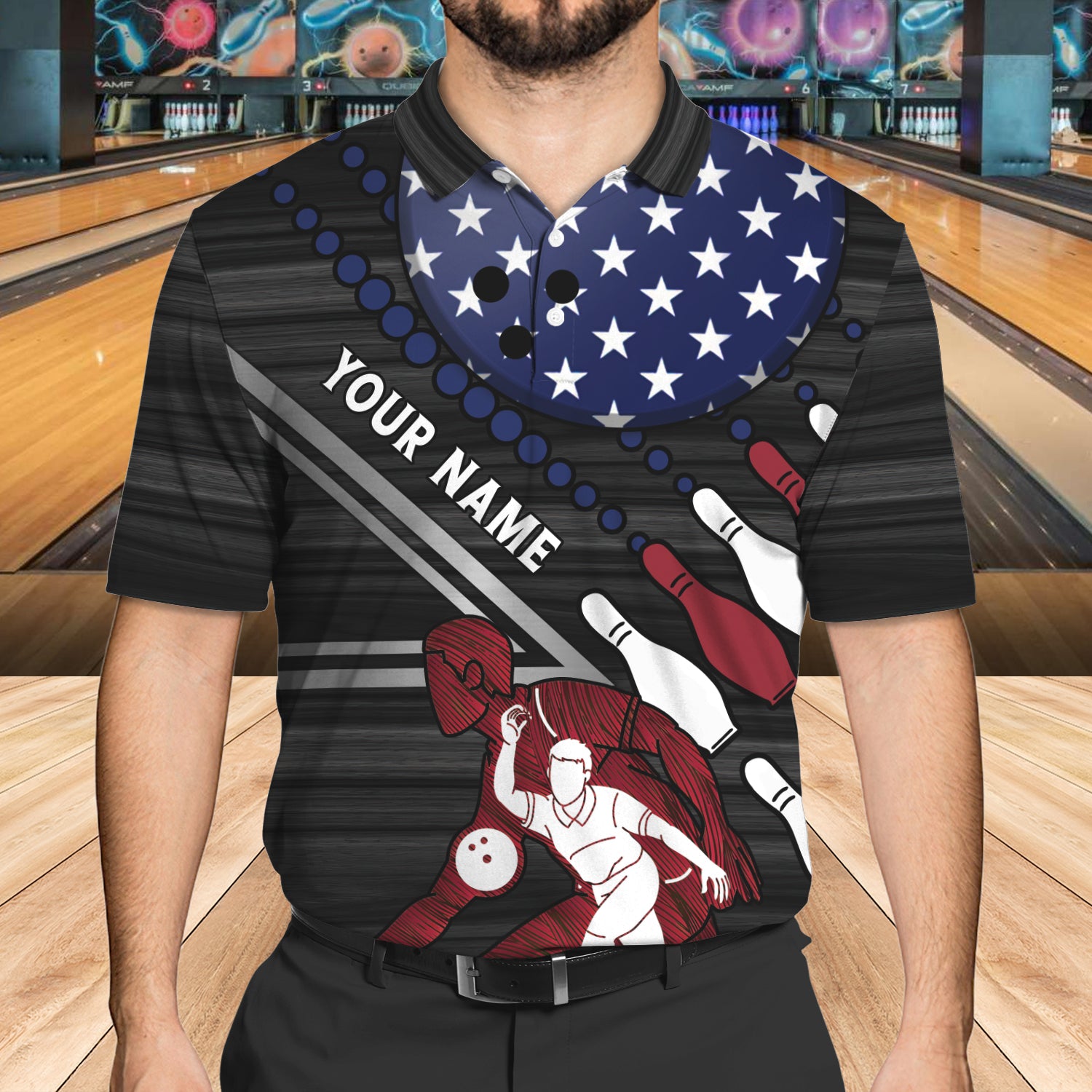 Bowling - Personalized Name 3D Polo Shirt - dah
