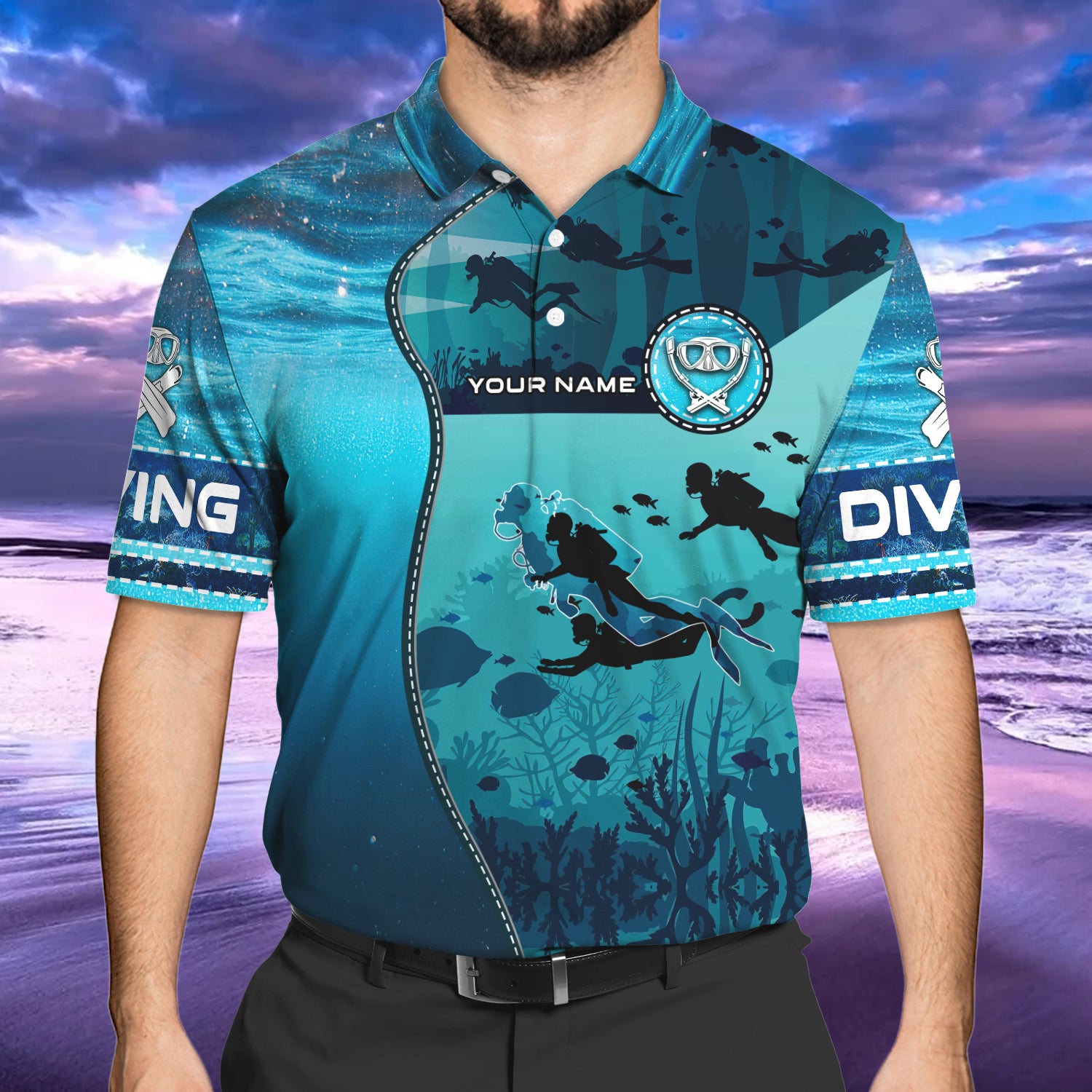 Love Diving - Lta98 - Personalized Name 3D Polo Shirt - 03