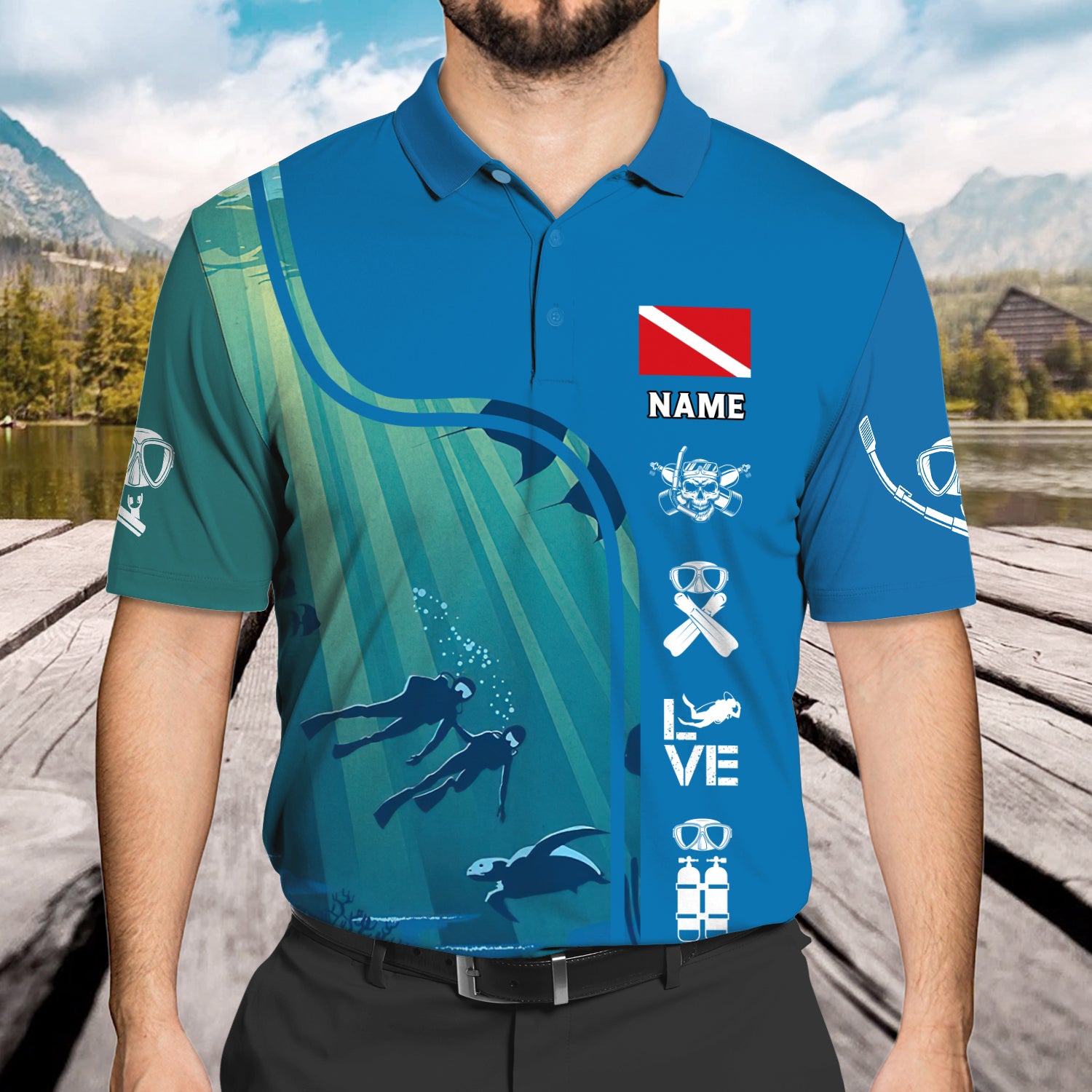 Life is Better Underwater - Personalized Name - 3D Polo Shirt - QB95