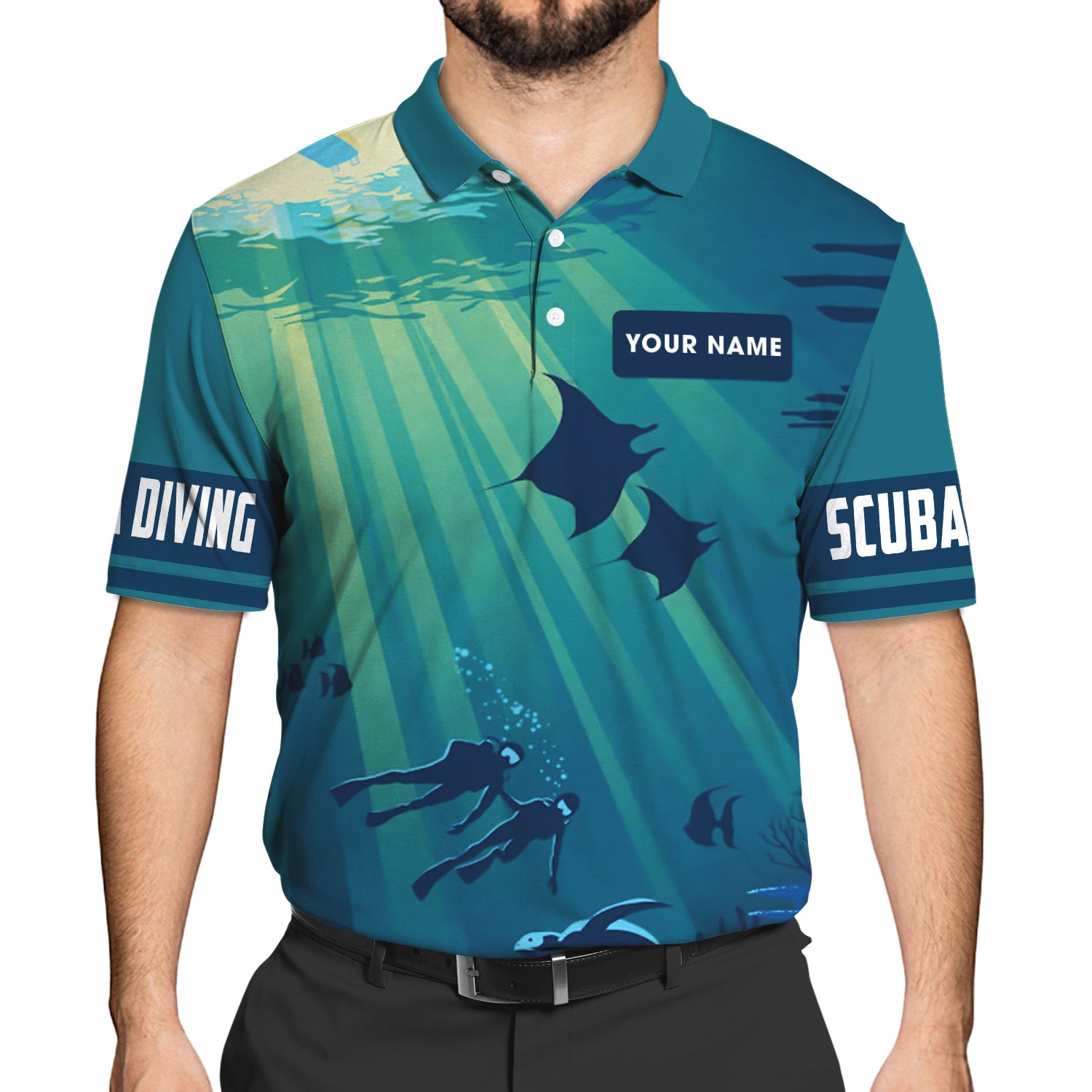 Scuba Diving 13 - Personalized Name 3D Polo Shirt - Bhn97