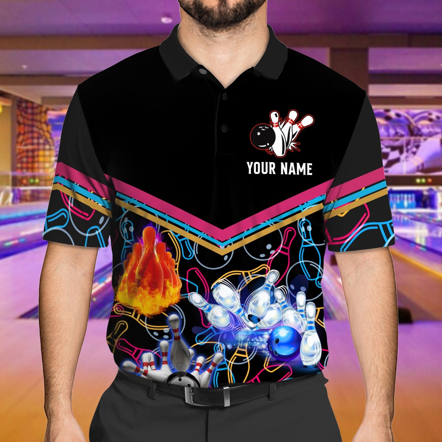 Bowling 02 - Personalized Name 3D Polo Shirt - TD96