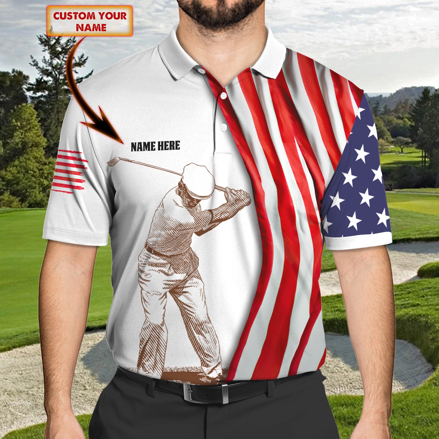 Cigars and Golf02 - Name 3D Polo Shirt - ATM2K