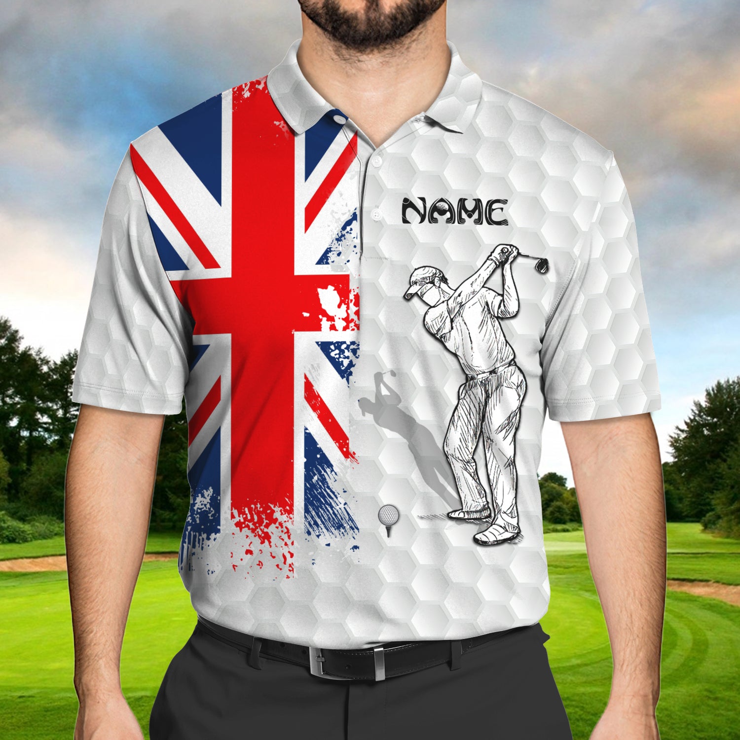 3D England Golf Club 01 - Personalized Name 3D Polo Shirt - LTD92