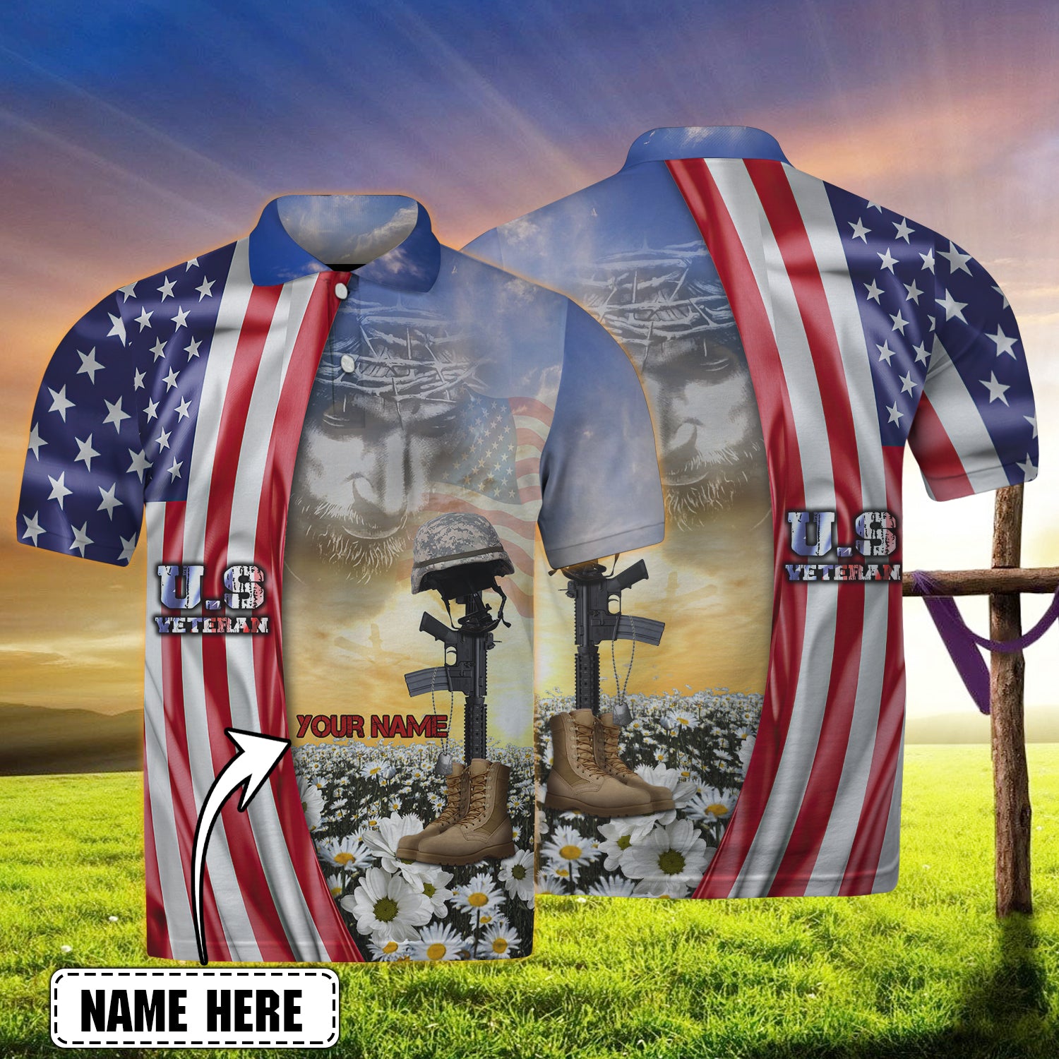 U.S Veteran - Personalized Name 3D Polo Shirt - Nia94