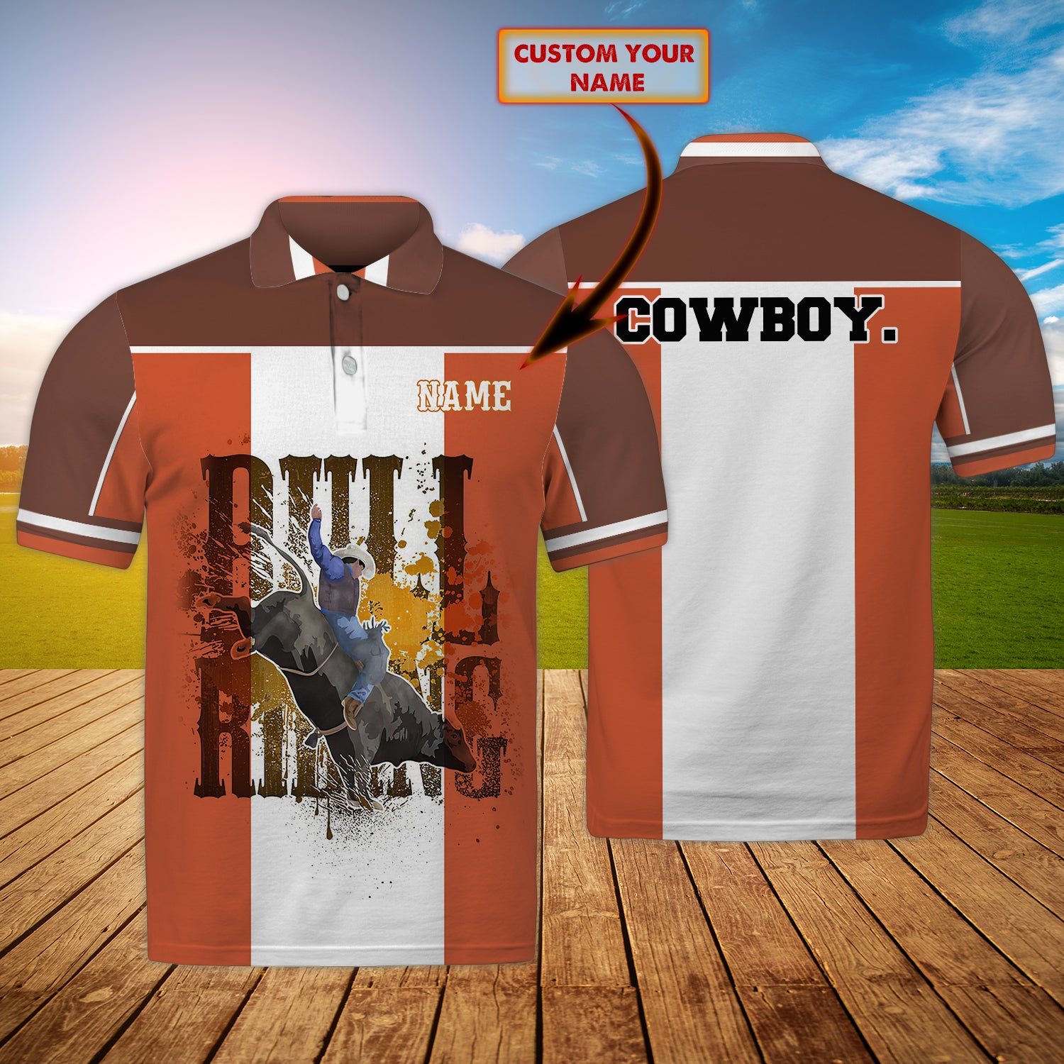 Rodeo 2 - Personalized Name 3D Polo Shirt - Dp98 - Dp342