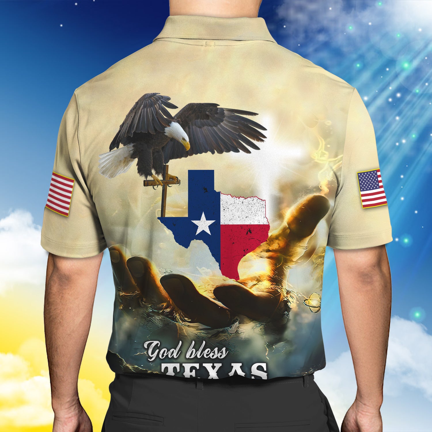 God Bless Texas 2 - Personalized Name 3D Polo Shirt - QB95