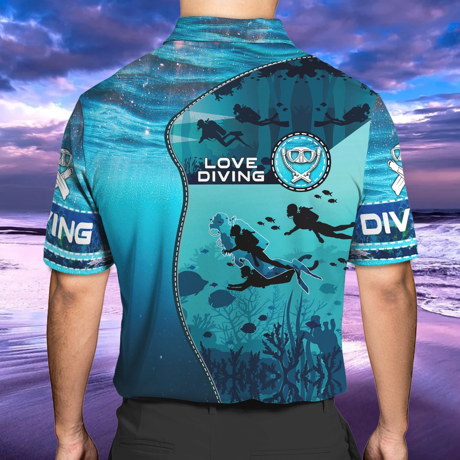 Love Diving - Lta98 - Personalized Name 3D Polo Shirt - 03