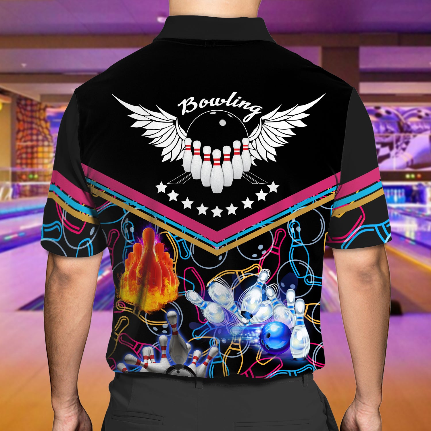 Bowling 02 - Personalized Name 3D Polo Shirt -Loop- Ntp-222