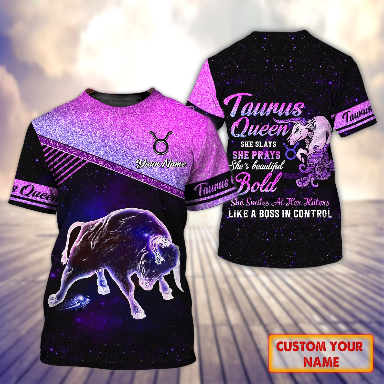 Taurus Queen Like A Boss - Personalized Name 3D Tshirt - QB95