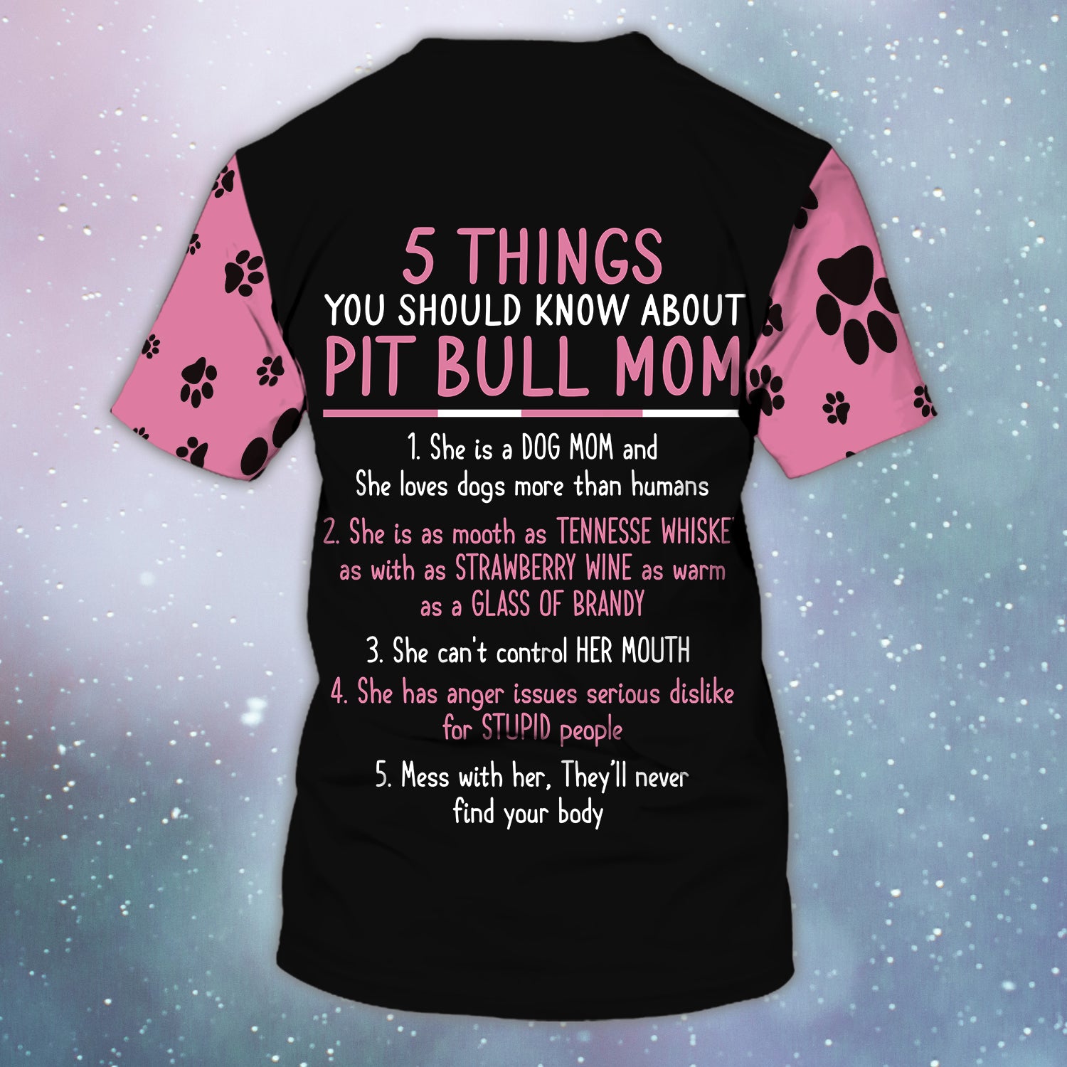 5 Things Pitbull Mom - Personalized Name 3D Tshirt - QB95