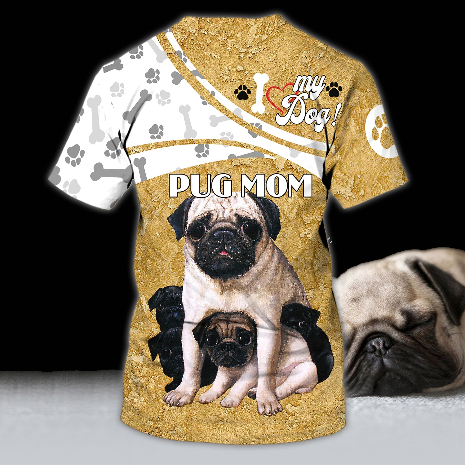 Pug Mom - Personalized Name 3D Tshirt - QB95