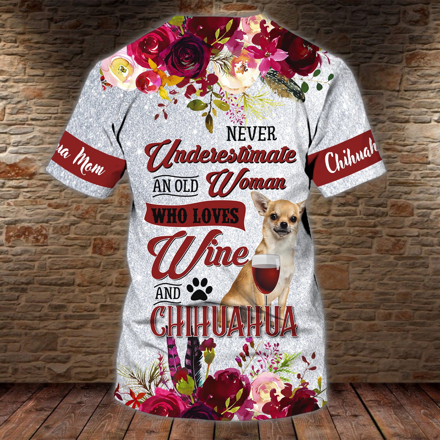 Woman Love Wine and Chihuahua - Personalized Name 3D Tshirt - QB95