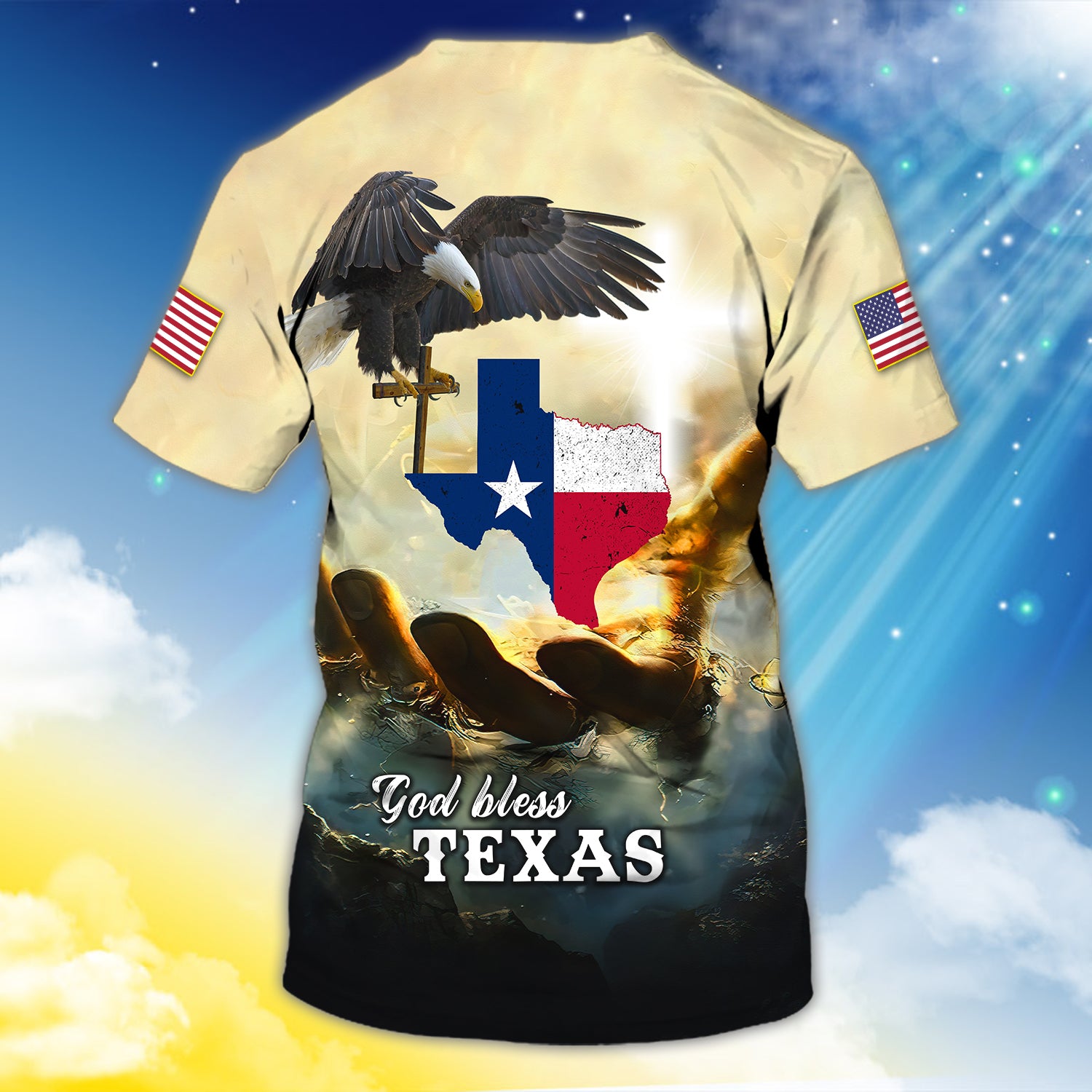 God Bless Texas 2 - Personalized Name 3D Tshirt - QB95