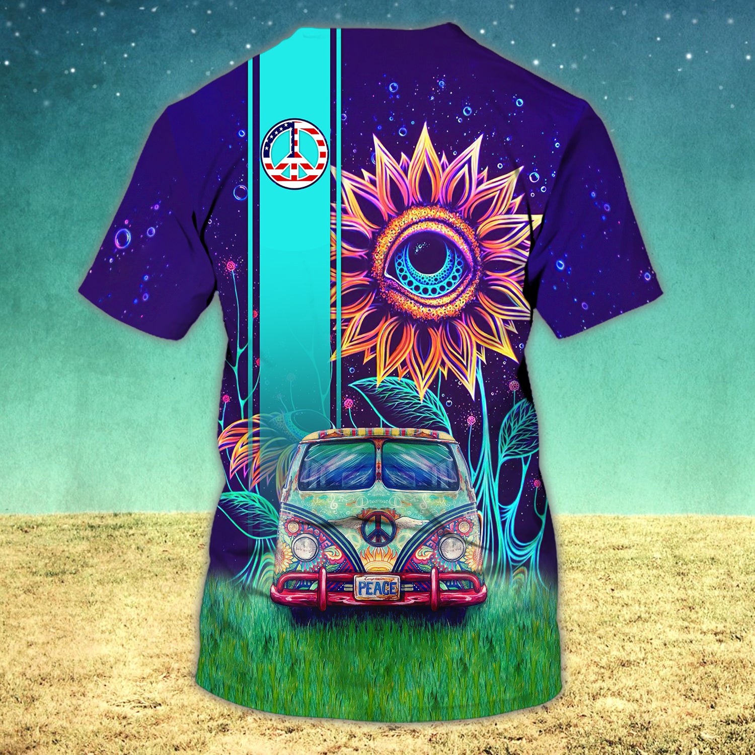 Hippie Car - Personalized Name 3D Tshirt - QB95