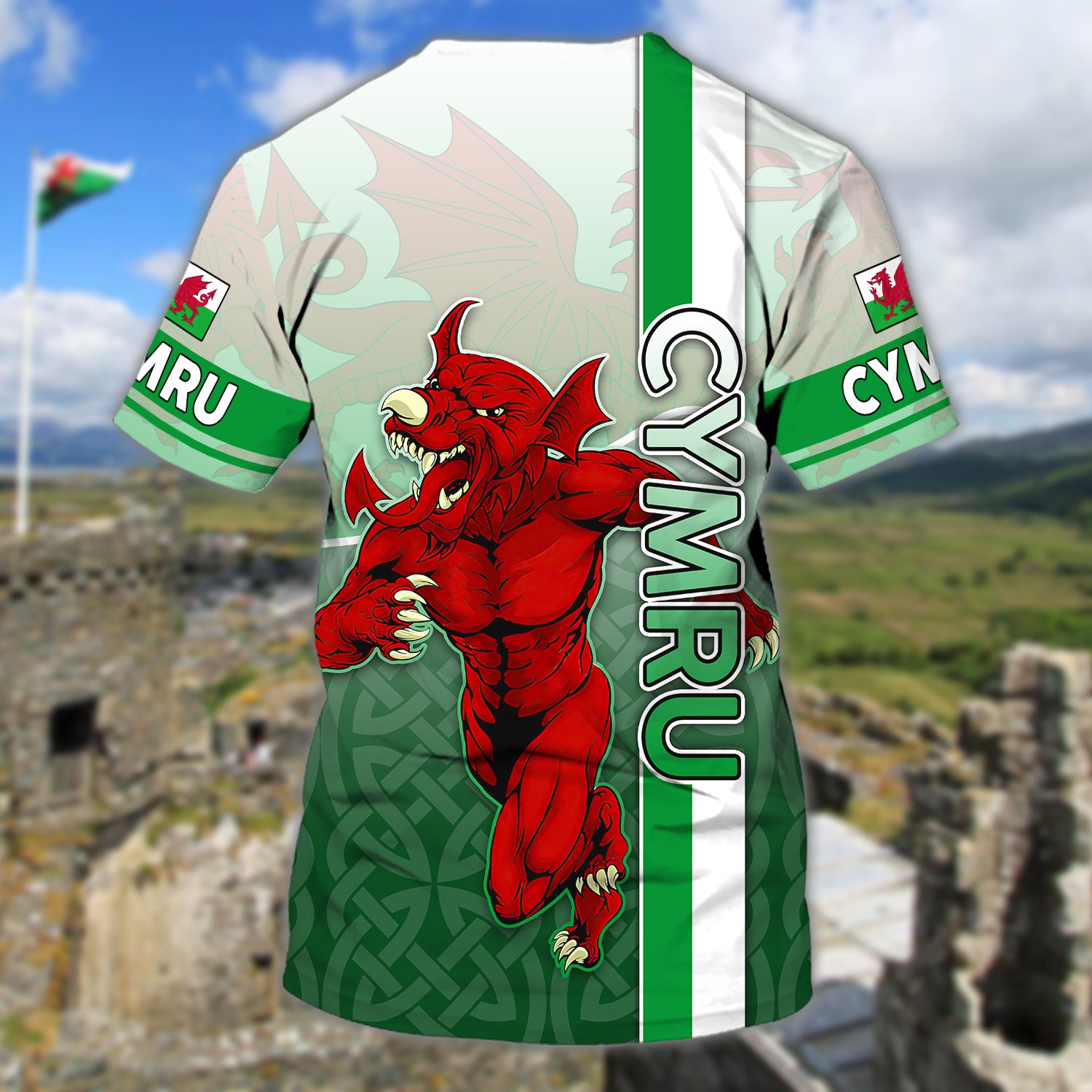 Wales - Cymru - Personalized Name 3D Tshirt 02