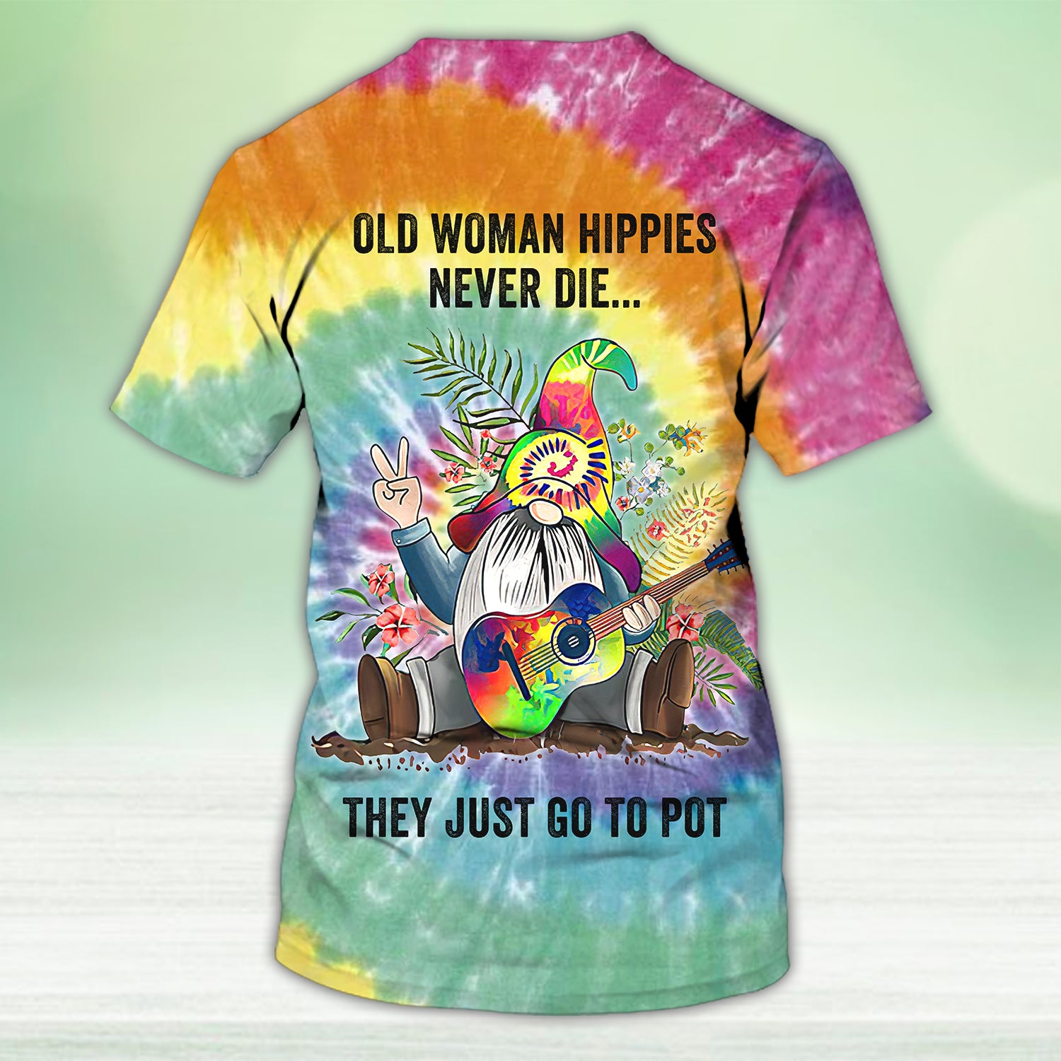 Old Woman Hippie - Personalized Name 3D Tshirt - QB95