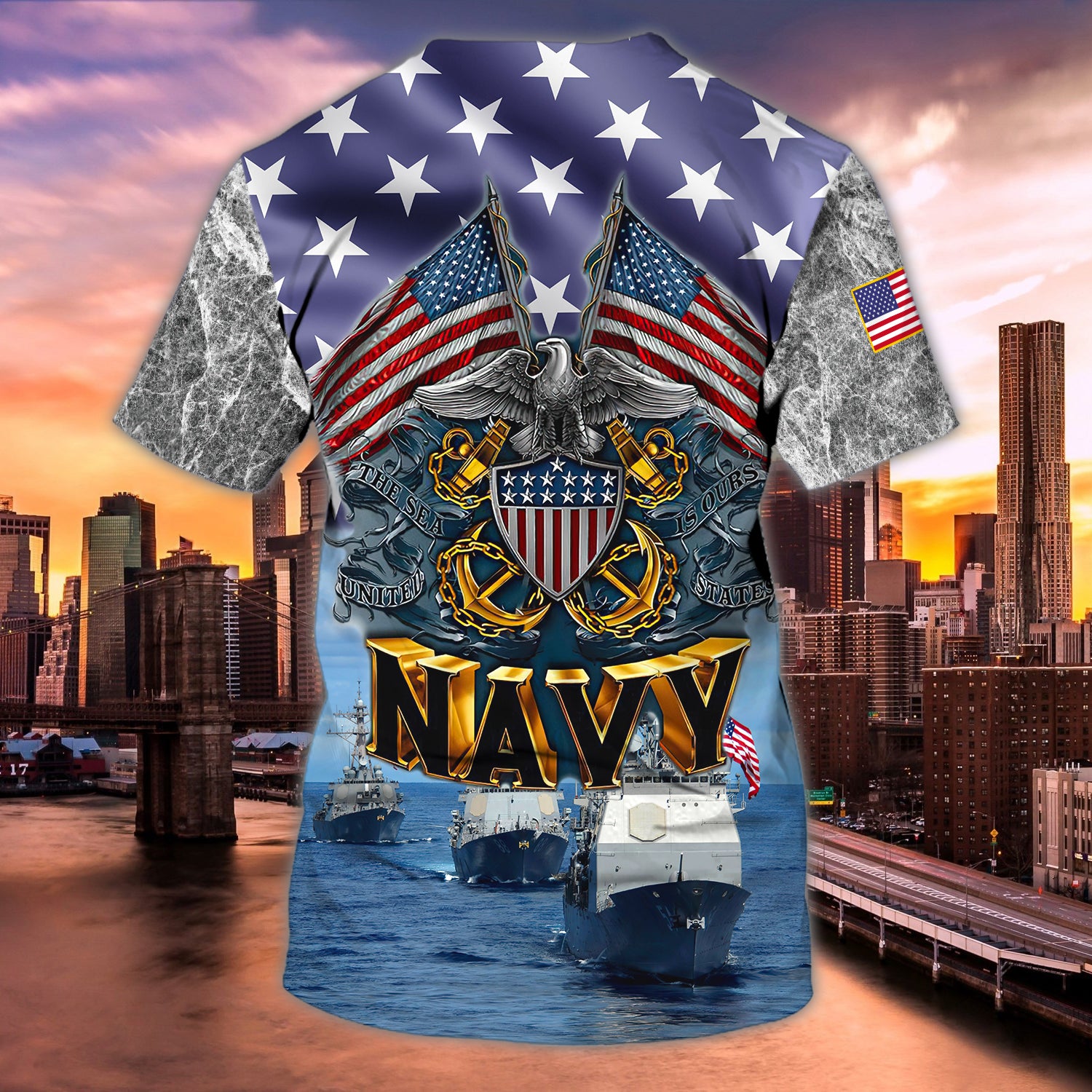 Navy America - Personalized Name 3D Tshirt