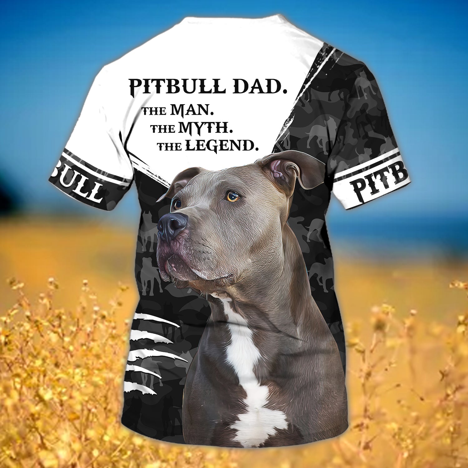 Pitbull Dad - The Man The Myth The Legend - Personalized Name 3D Tshirt 46 - Nvc97