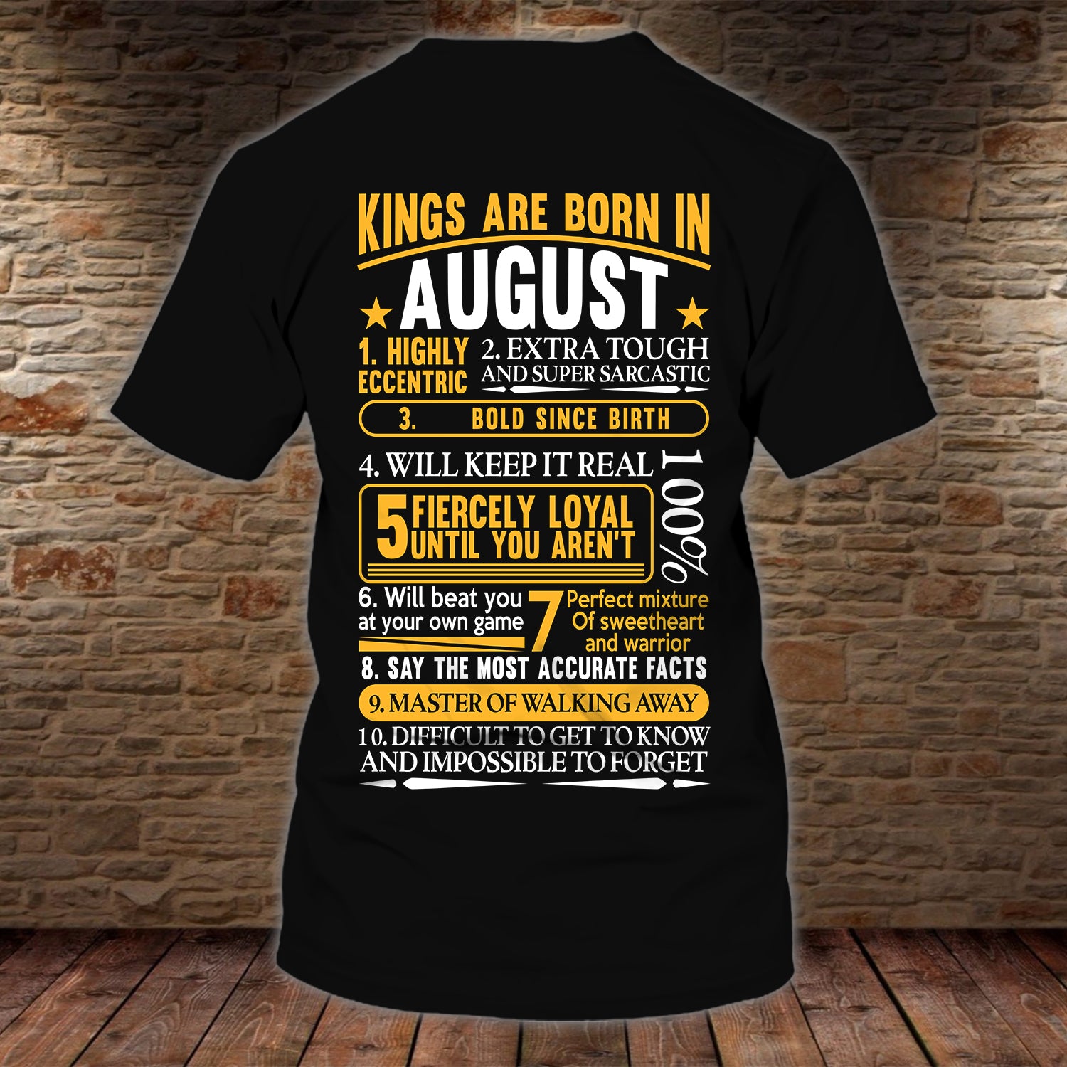 Kings Are Born in August - Personalized Name 3D Tshirt - Dah