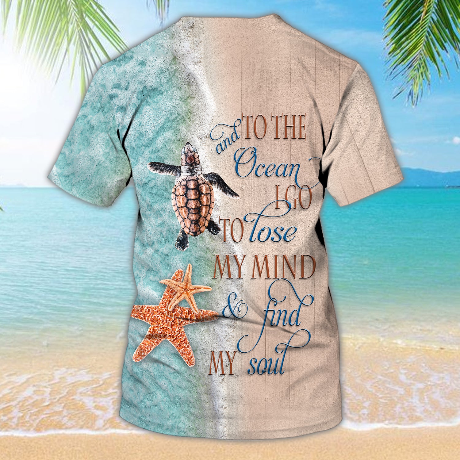 Turtle and The Ocean - Personalized Name 3D Tshirt  - HN95