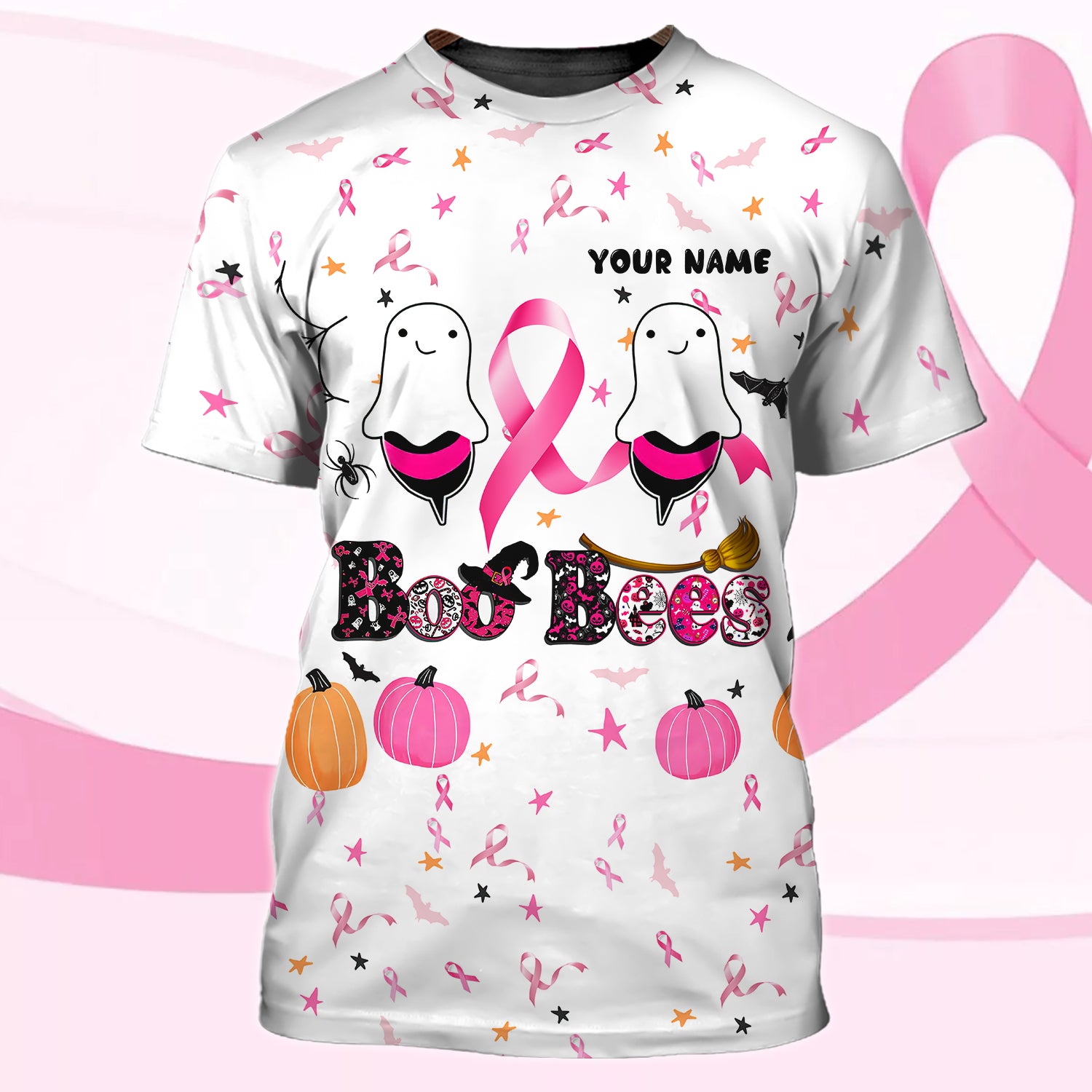 Breast Cancer Awareness - Boo Bees - Personalized Name 3D T Shirt - Hdmt