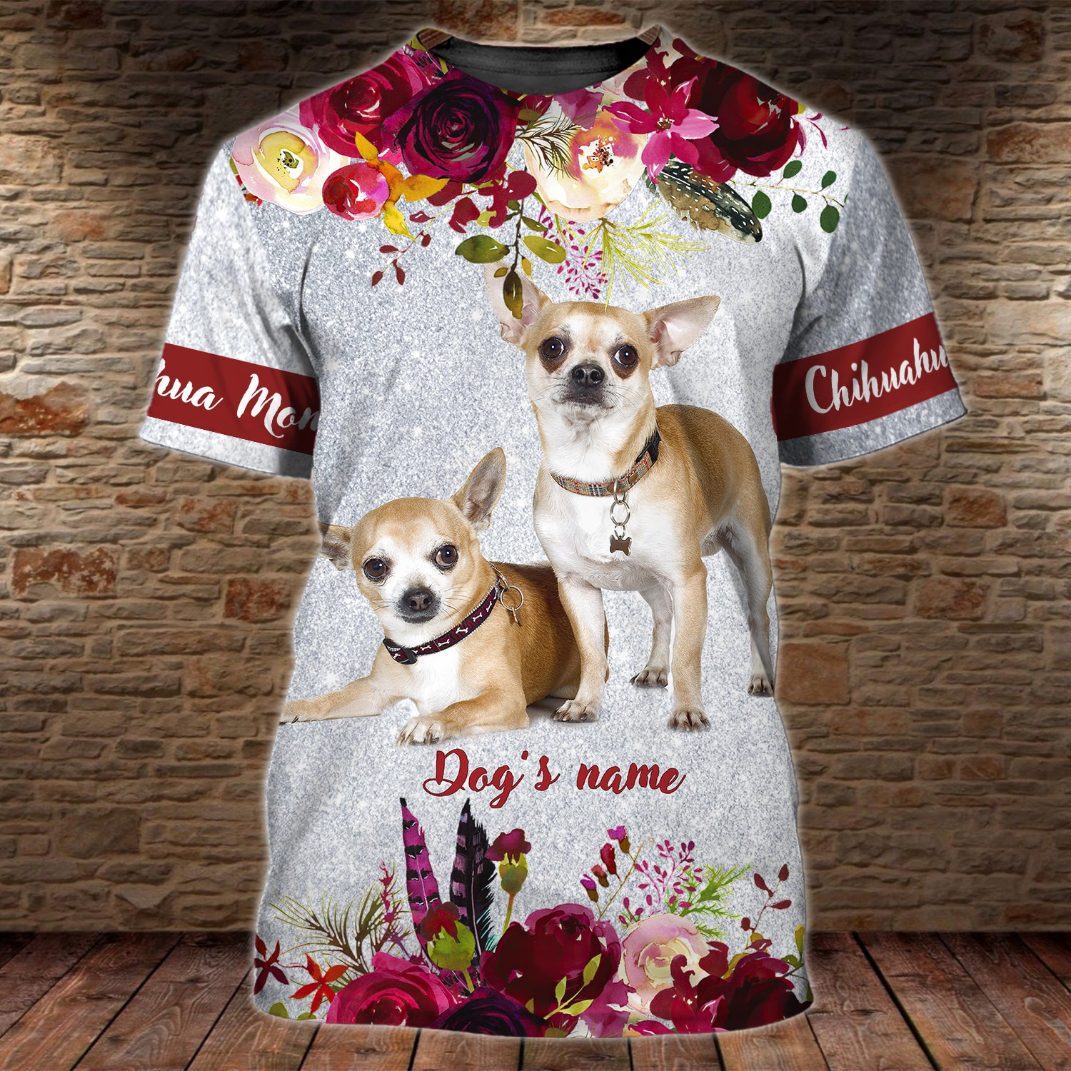 Woman Love Wine and Chihuahua - Personalized Name 3D Tshirt - QB95