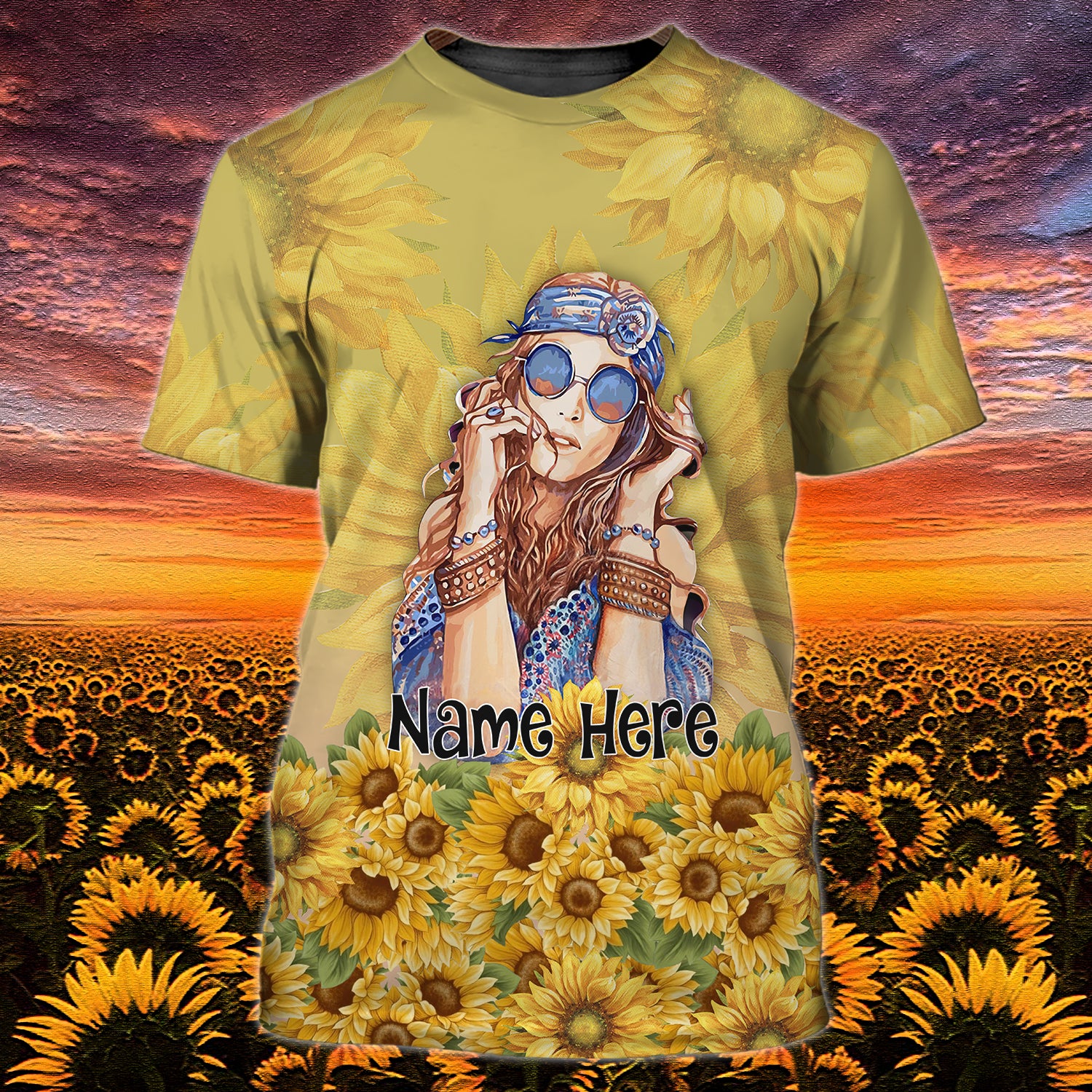 Hippie Old Lady - Personalized Name 3D Tshirt - QB95