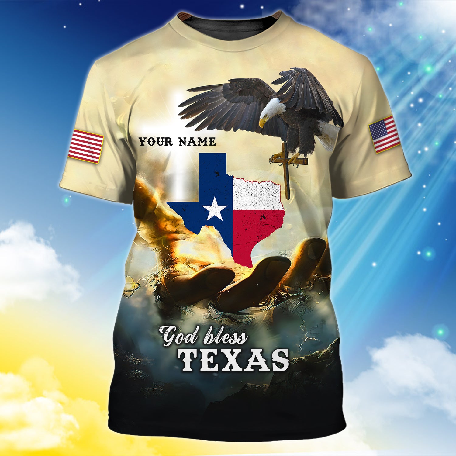 God Bless Texas 2 - Personalized Name 3D Tshirt - QB95