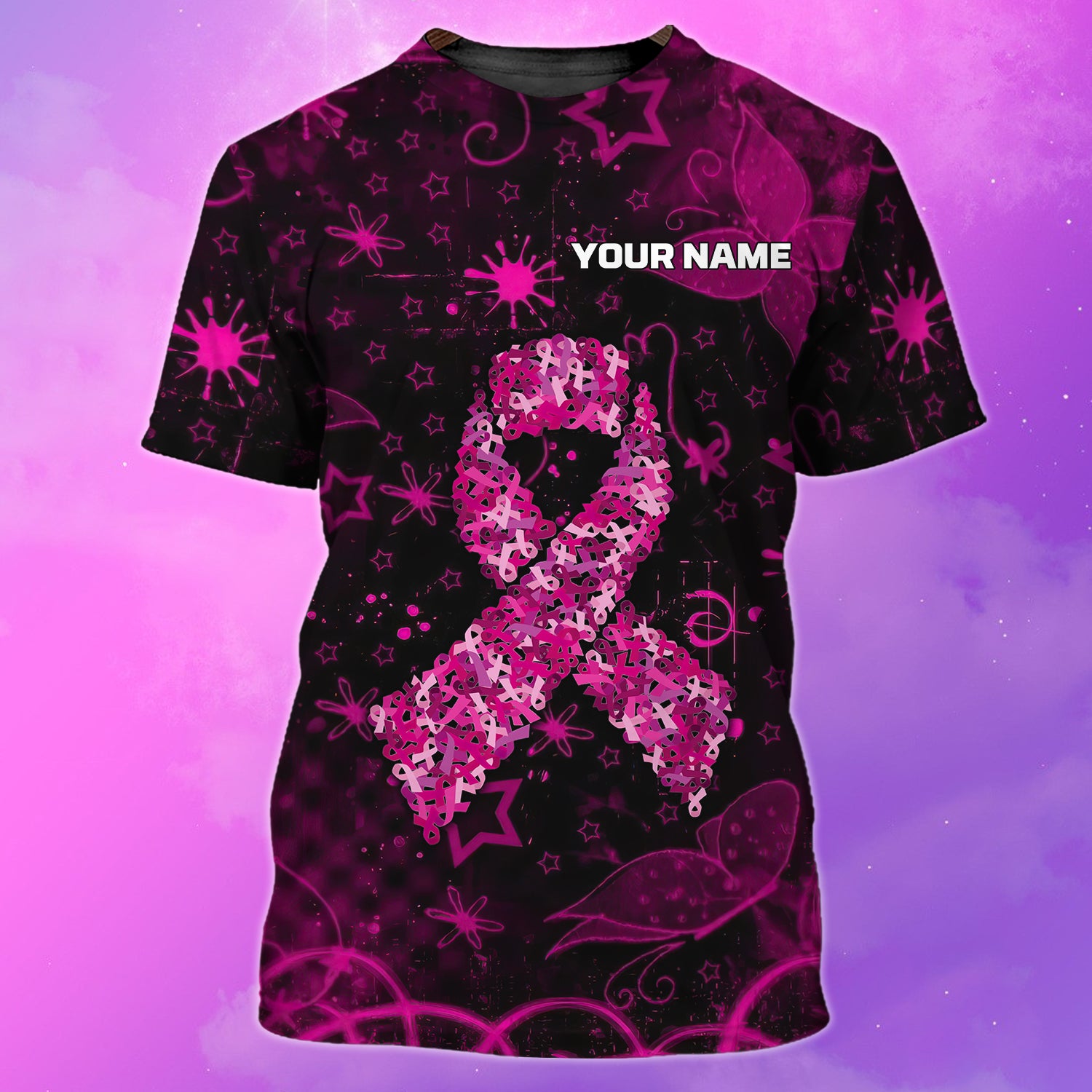 Breast Cancer Ribbon - Personalized Name 3D T Shirt - Dp98-632