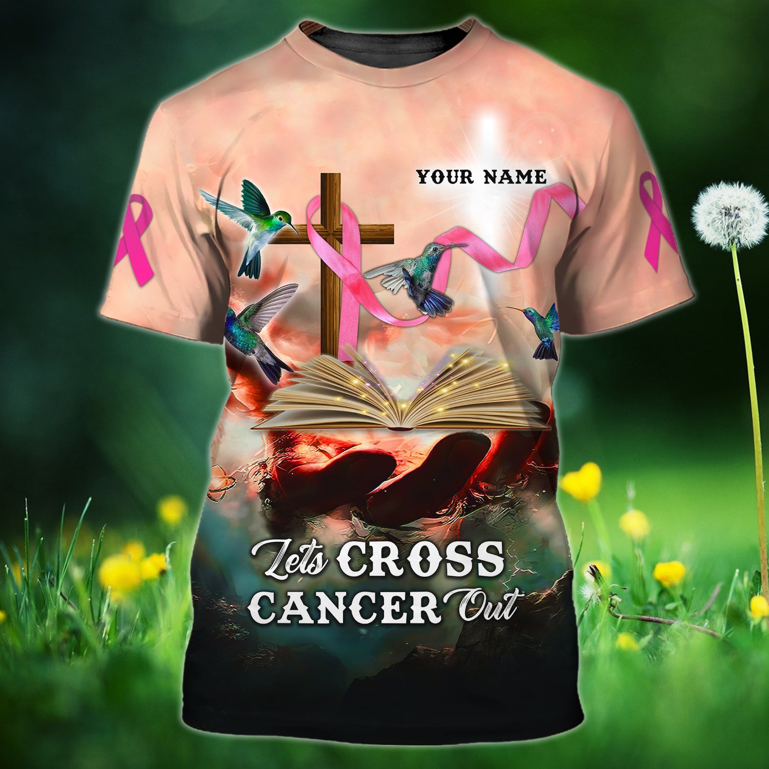 God Bless Breast Cancer - Personalized Name 3D Tshirt - QB95