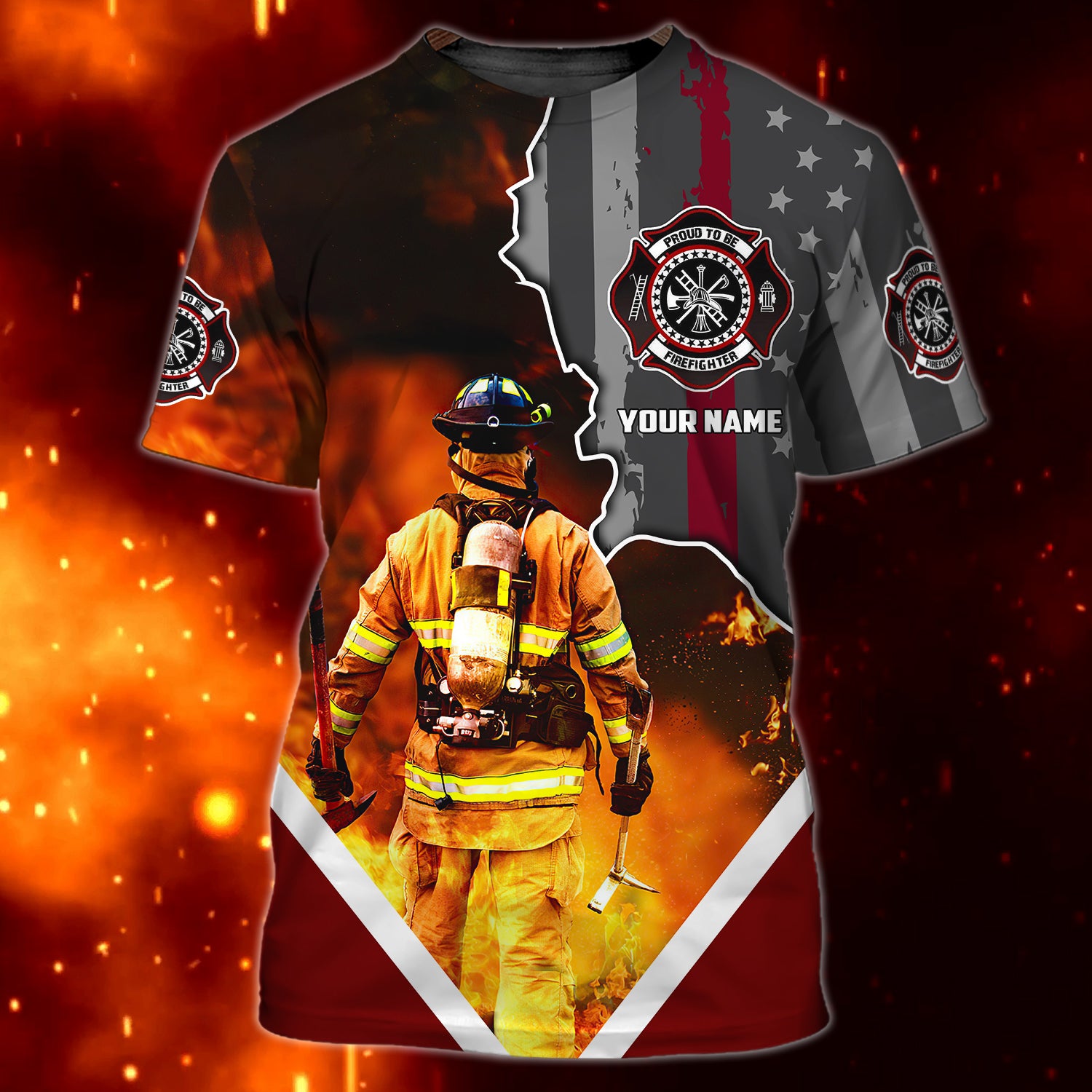 Firefighter - Personalized Name 3D Tshirt 03 - CV98
