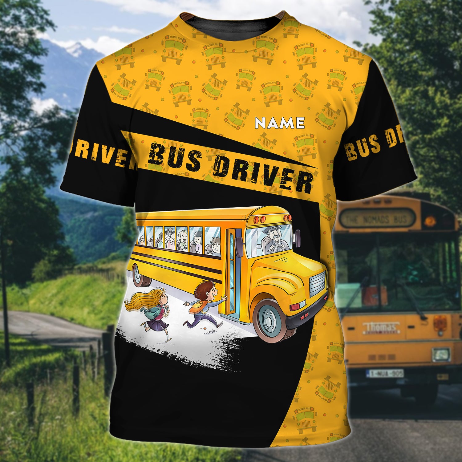 Bus Driver School - Personalized Name 3D Tshirt