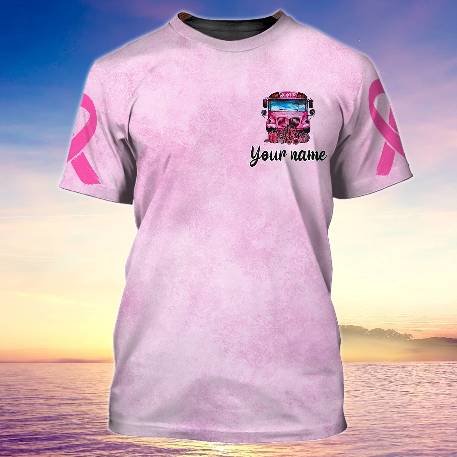 We Wear Pink In October - School Bus - Personalized Name 3D Tshirt