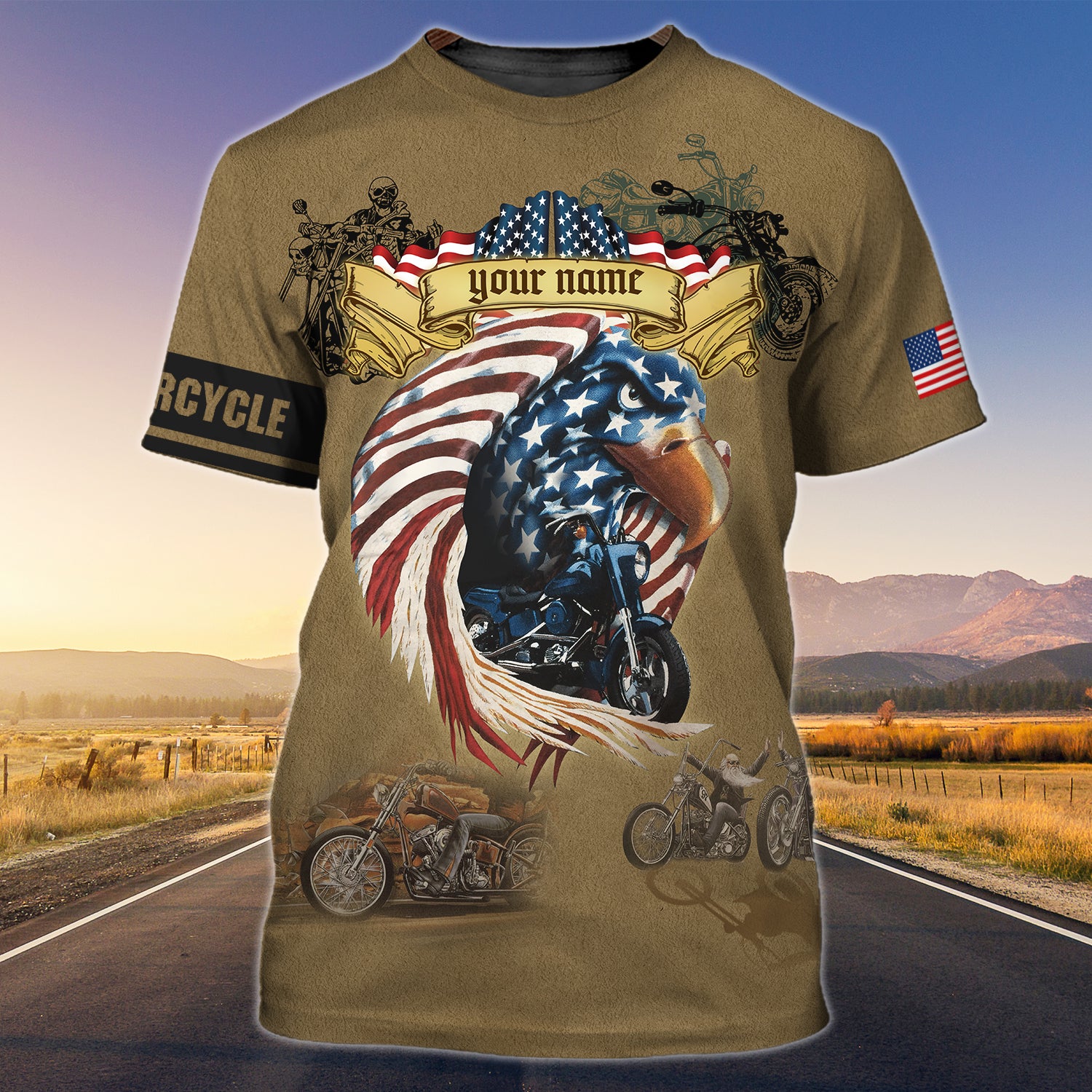 Custom Name-Tshirt-Proud to be an american biker-HTV