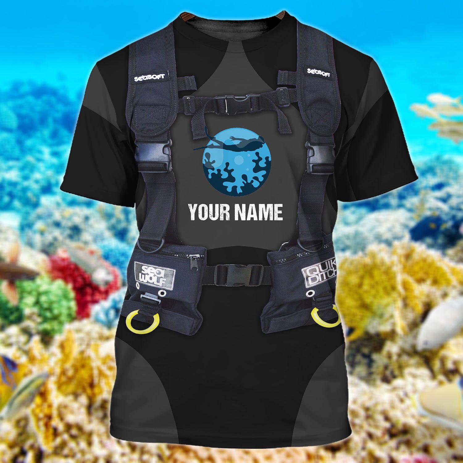 Scuba Diving - Personalized Name 3D Tshirt