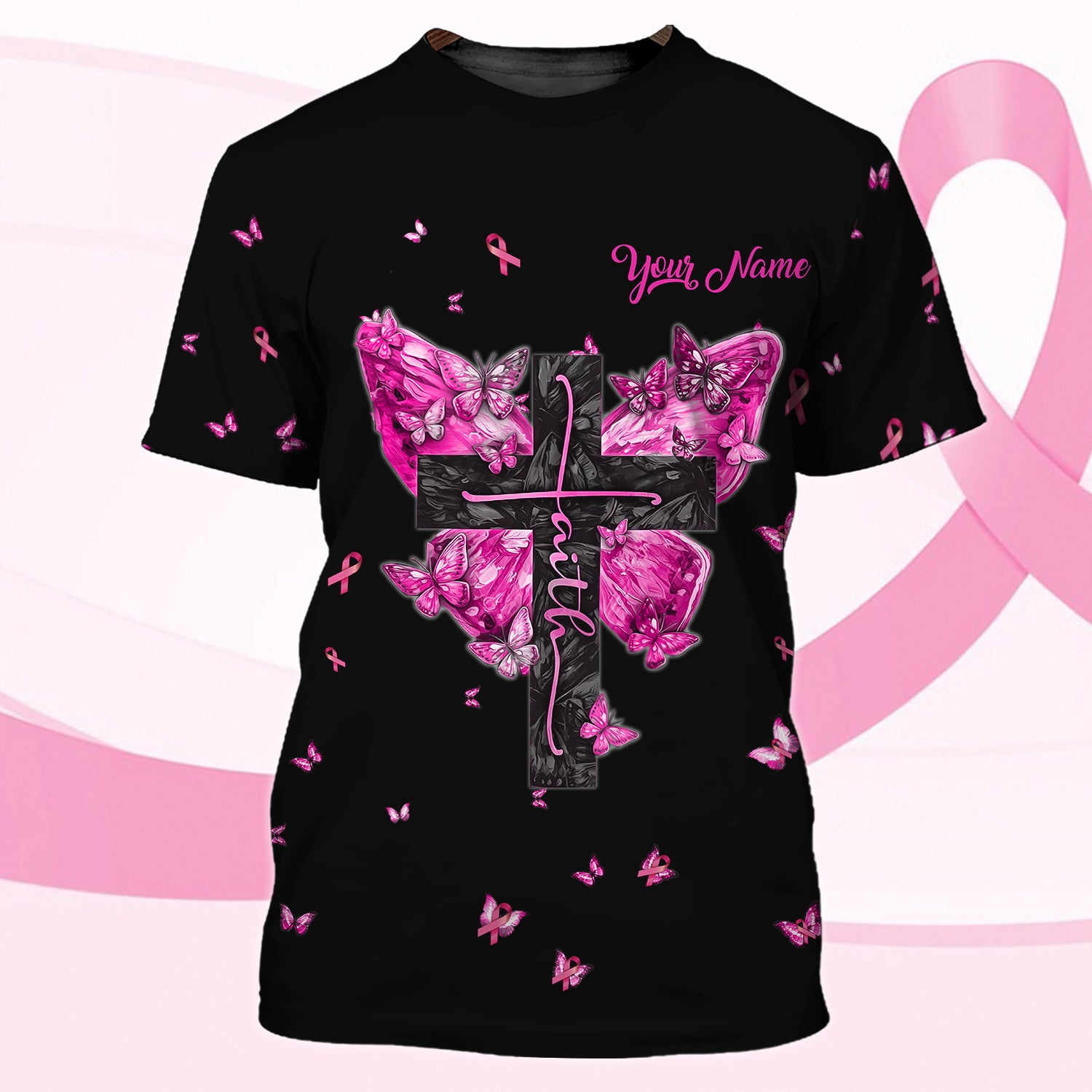 A Breast Cancer Warrior Born In August - Personalized Name 3D Tshirt