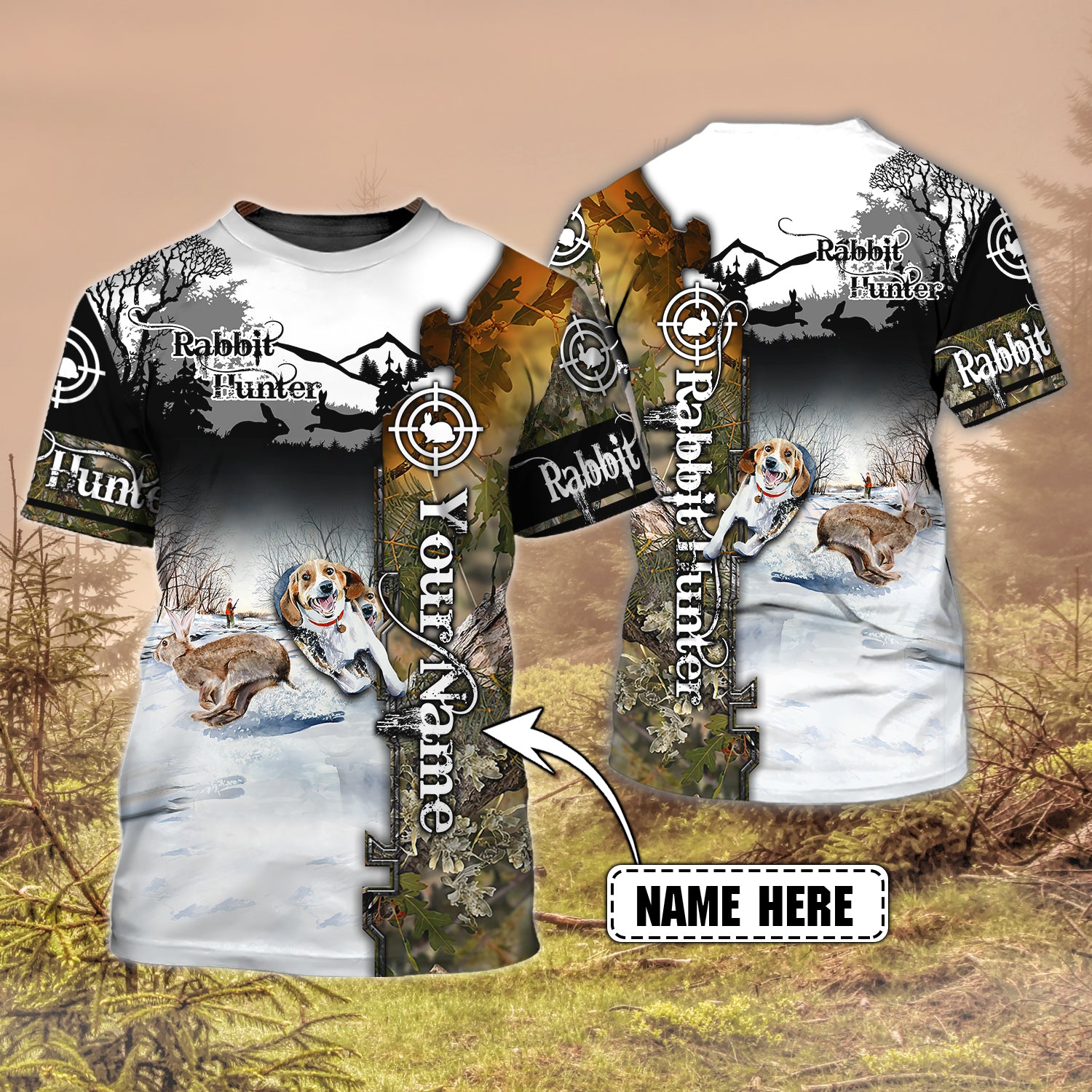Rabbit Hunting - Personalized Name 3D T Shirt - Hdmt