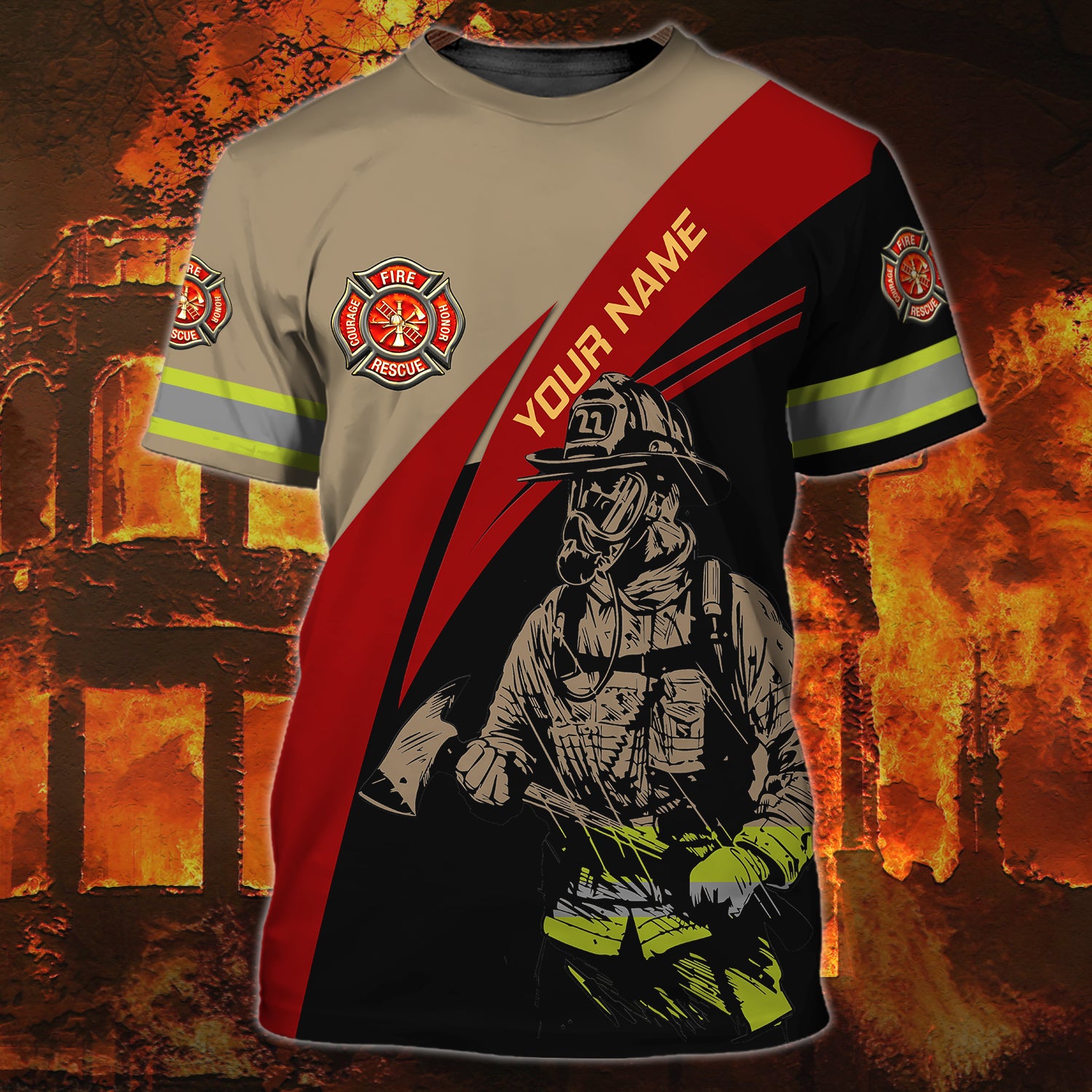 FIREFIGHTER - Personalized Name 3D Tshirt 02 - VXH98