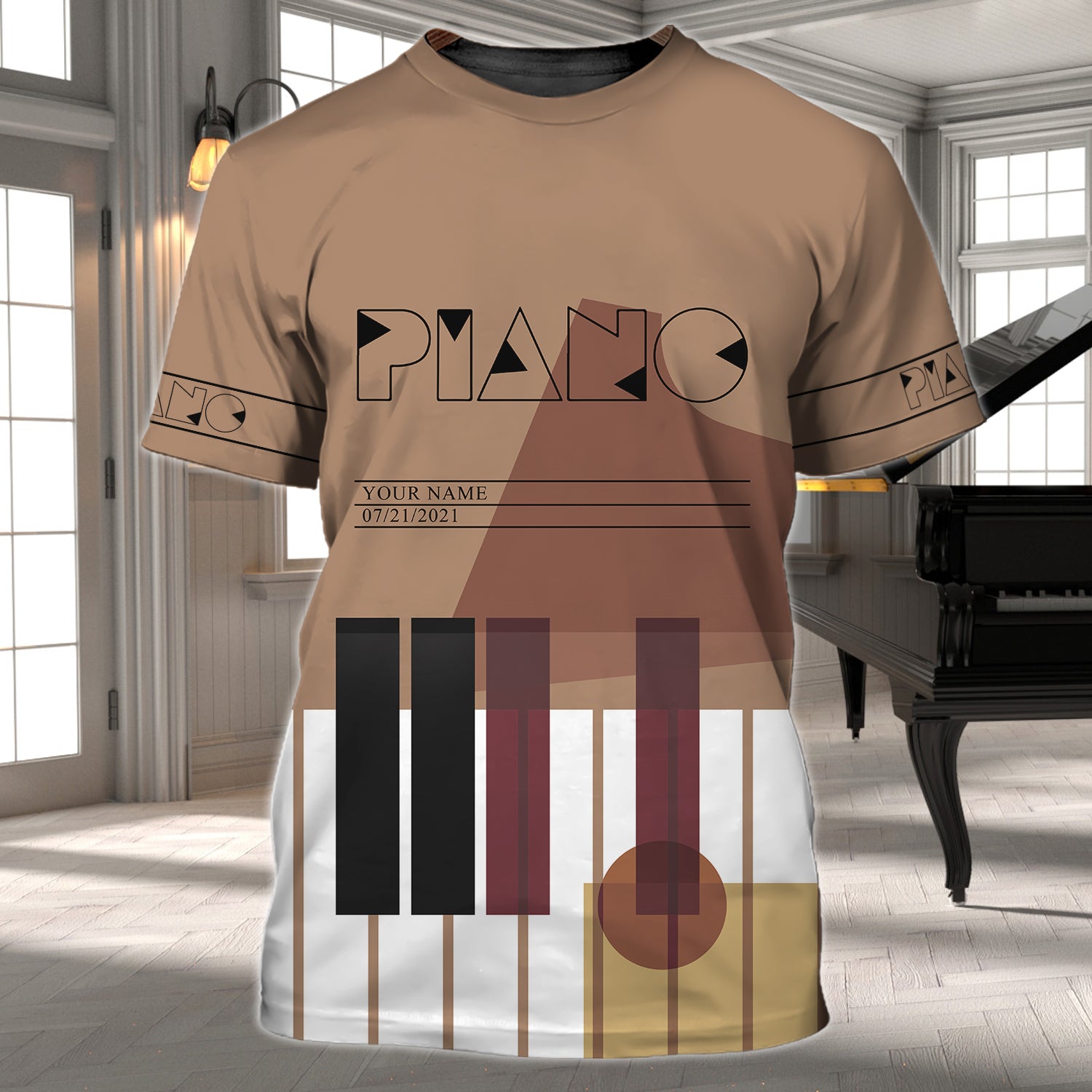 Piano - Personalized Name 3D Tshirt 03