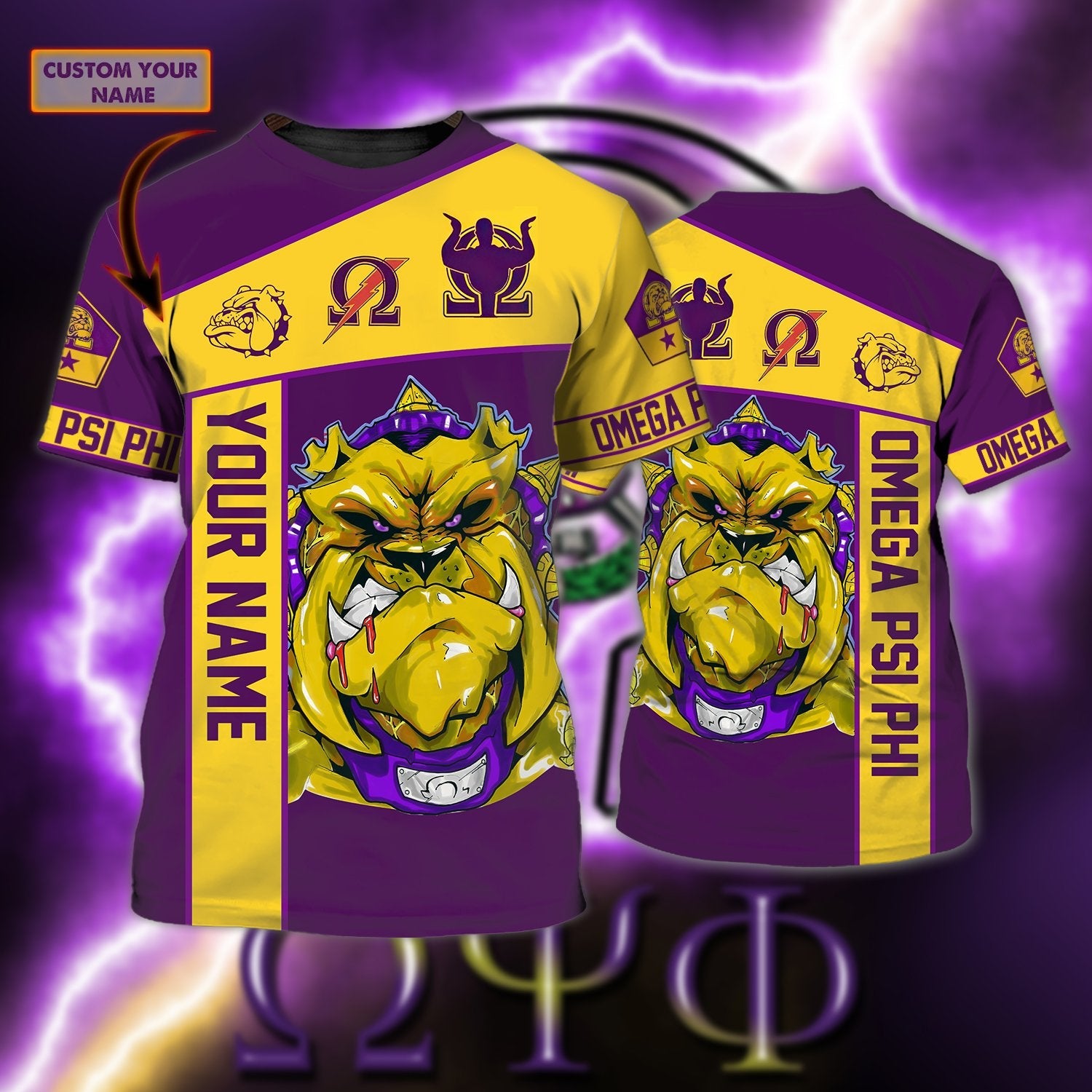 Omega Psi Phi Omega Dog ΩΨΦ Logo Omega Psi Phi - Personalized Name 3D Tshirt - Tad