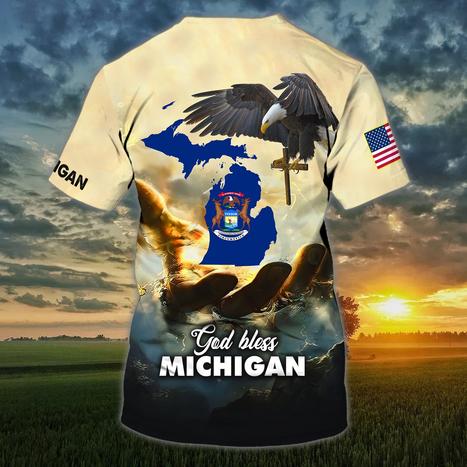 God Bless Michigan - Personalized Name 3D T Shirt - ATM2K