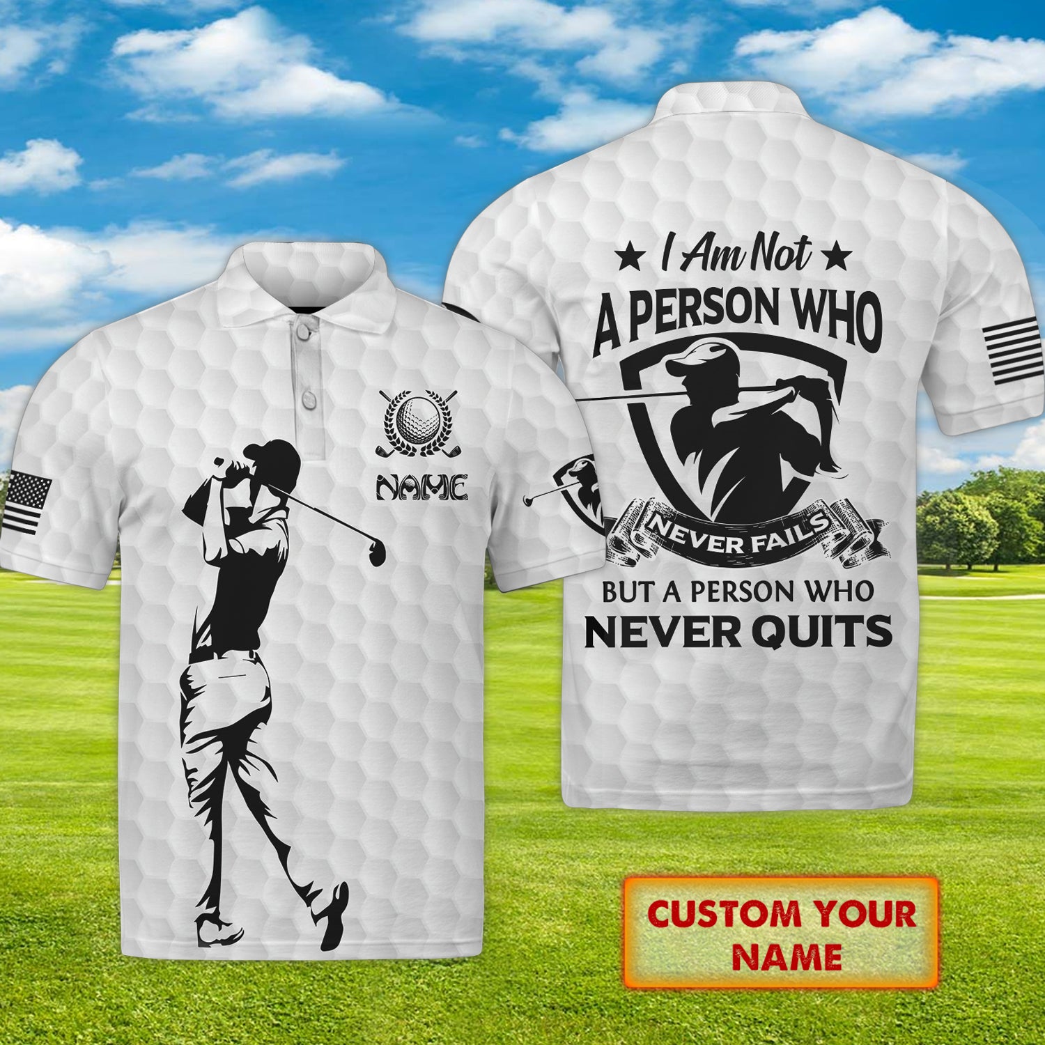 Golf - Never Quit - Personalized Name 3D Polo Shirt 39 - Nvc97