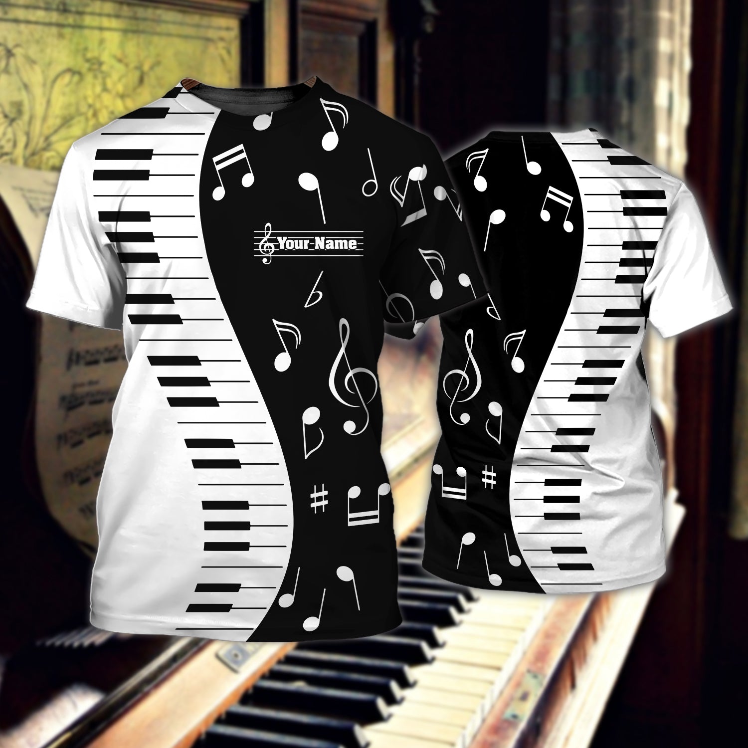 Piano - Personalized Name 3D T Shirt - Hdmt