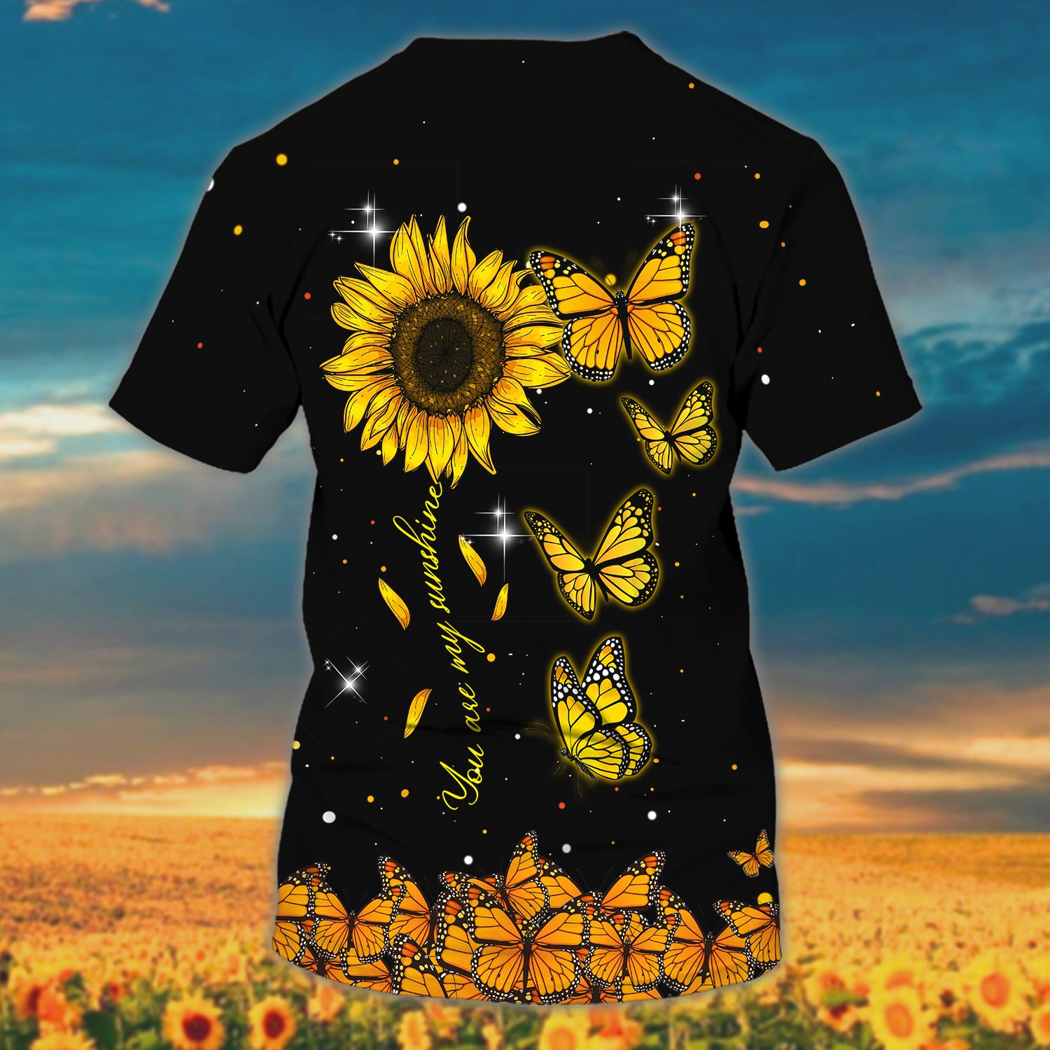 Sunflower Butterfly - Personalized Name 3D T Shirt - HN95