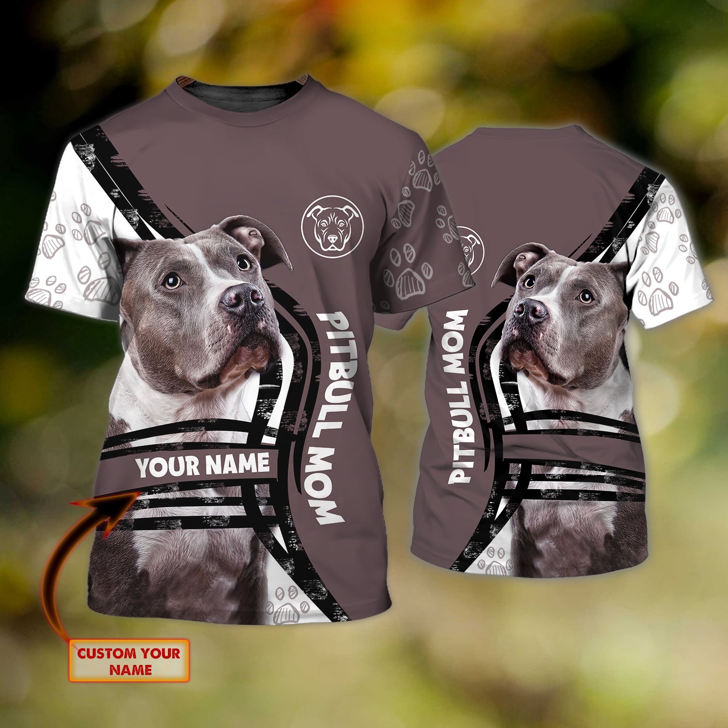 Pitbull Mom - Personalized Name 3D Tshirt - QB95