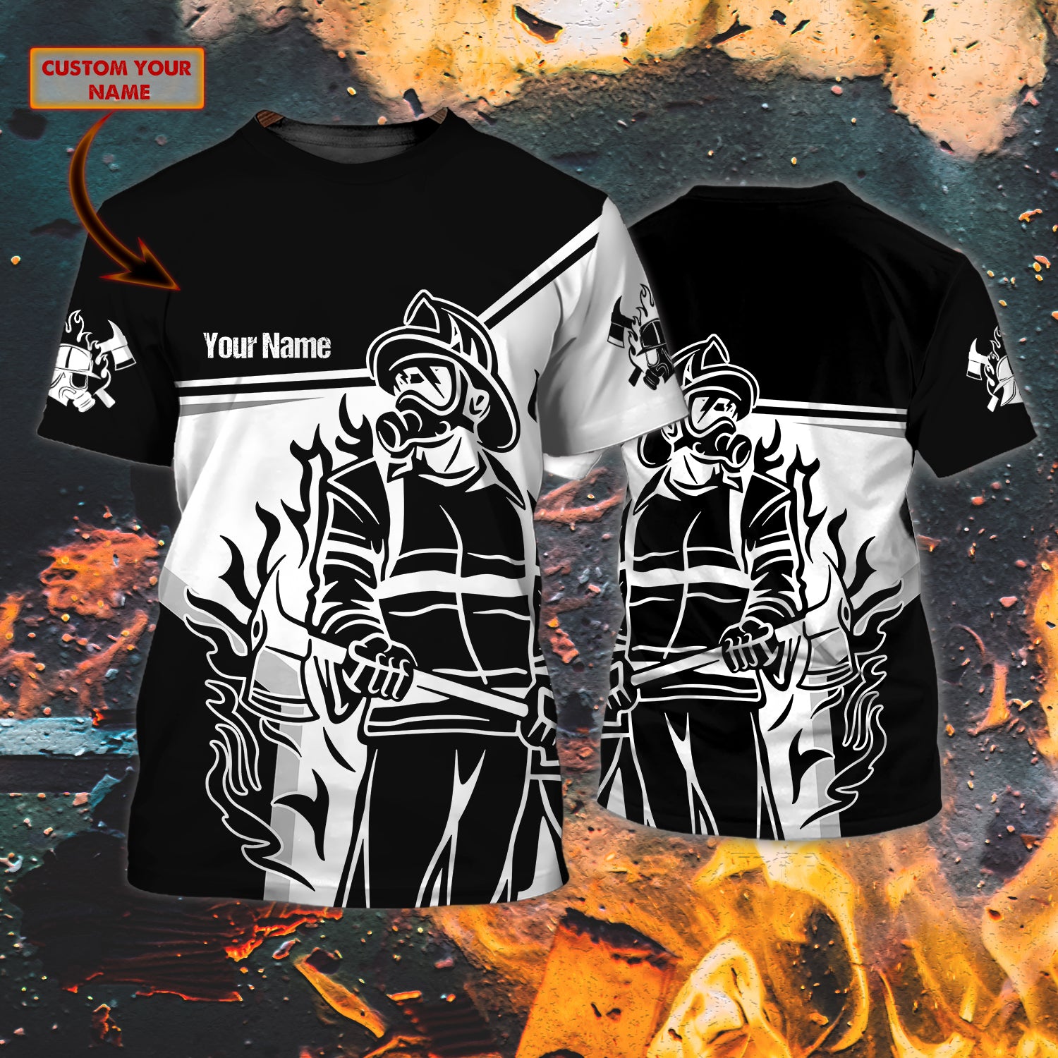 Firefighter - Personalized Name 3D Tshirt 01 - H98