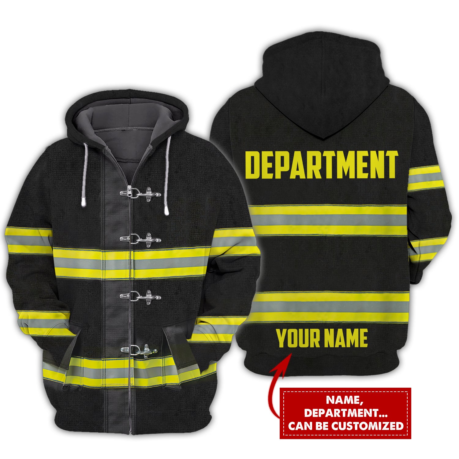 Firefighter - Personalized Name 3D Zipper Hoodie 07 - CV98 1K