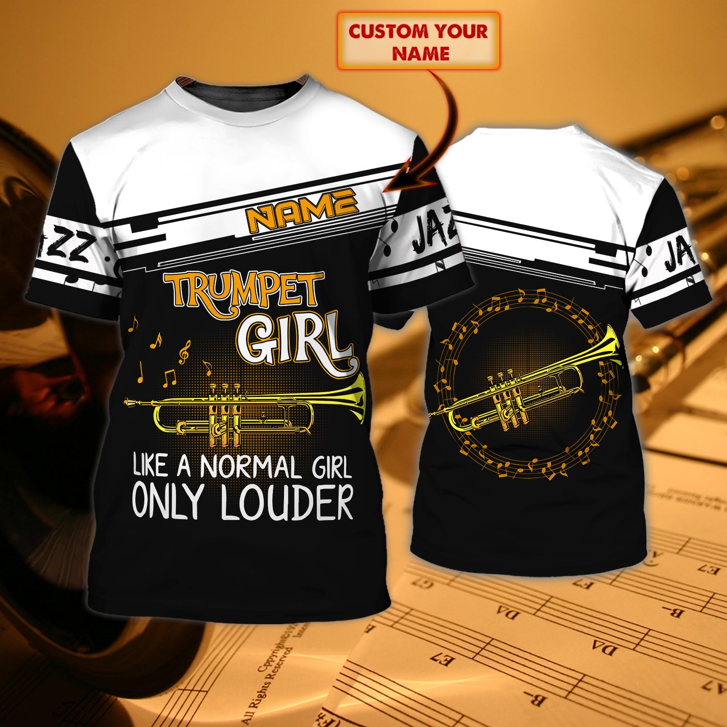 TRUMPET GIRL - Personalized Name 3D Tshirt 05- H98