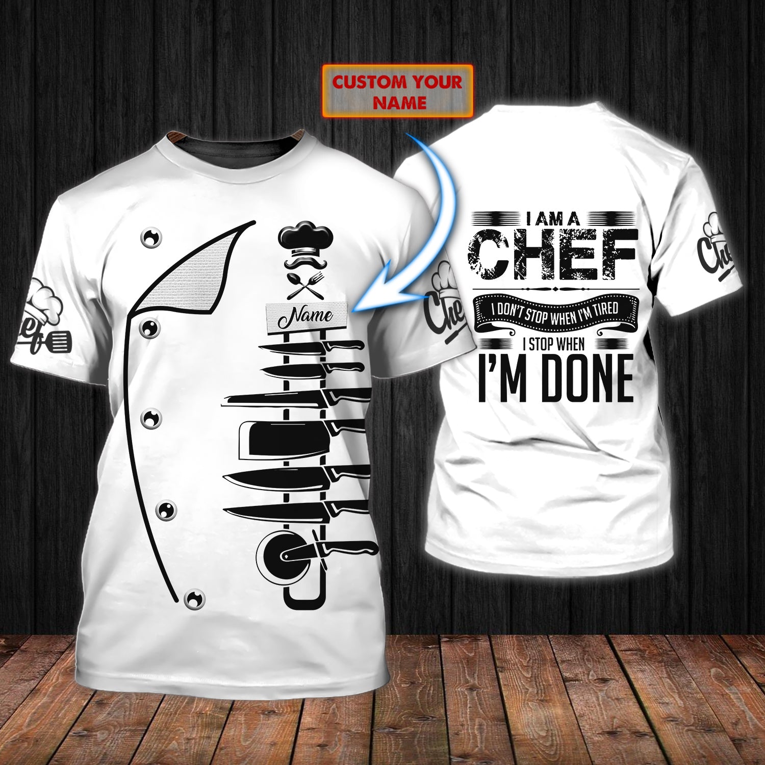 Chef - Personalized Name 3D Tshirt 06